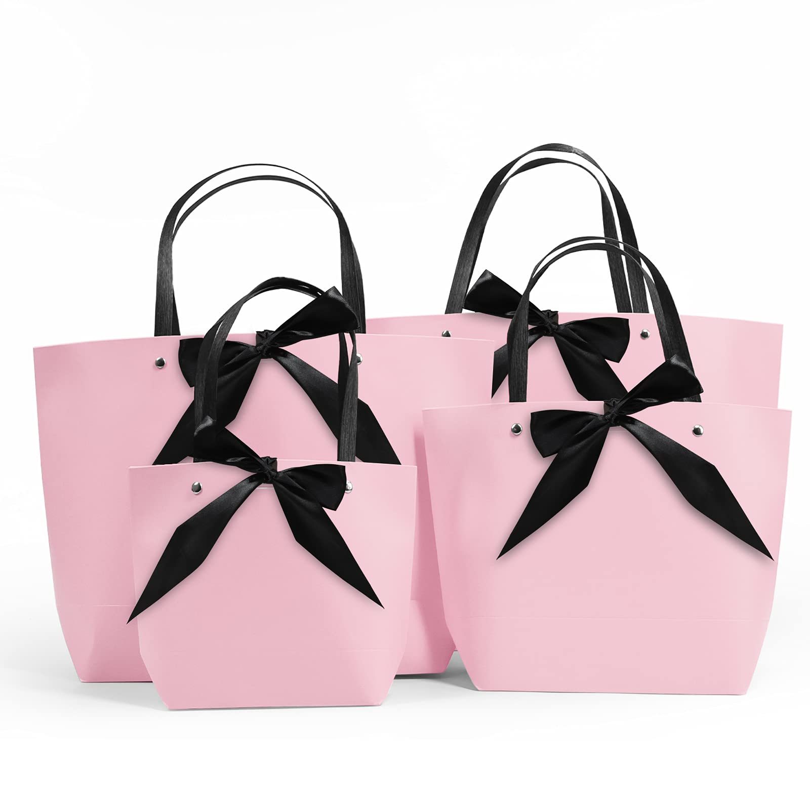 ZLCA 12Pcs Pink Gift Bags with Handles & Ribbon Bow - 14.57x4.33x9.84 Inch Medium Party Favor Bags for Birthday, Wedding, Valentine's Day, Christmas - Bulk Gift Bags for Kids & Adults | Perfect for Party Favors, Wedding Decorations & Holiday Gifting