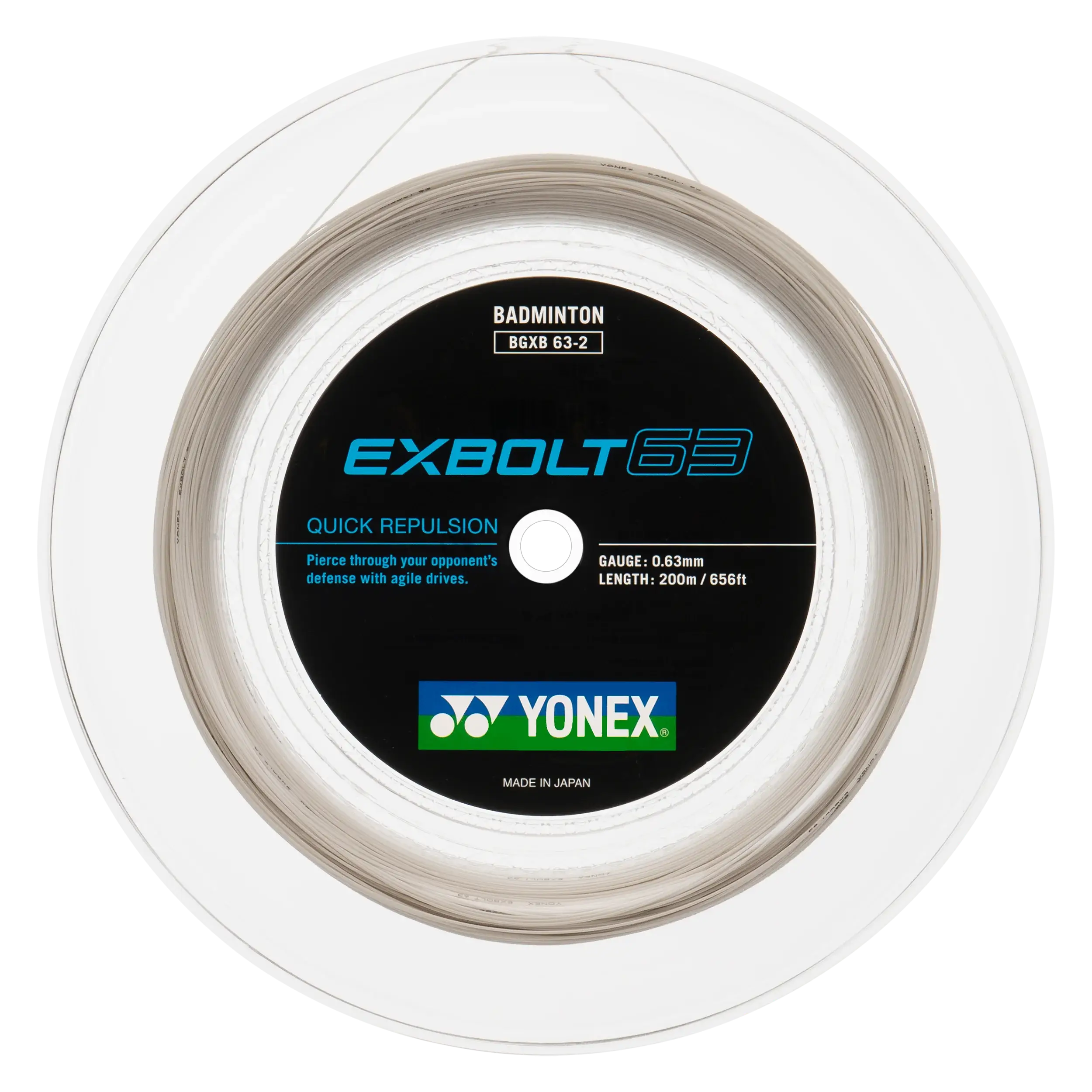 Yonex Exbolt 63 Badminton String [200m Reel] - High Performance Badminton Racket String for Professional Players - Perfect for Tournaments & Training Sessions
