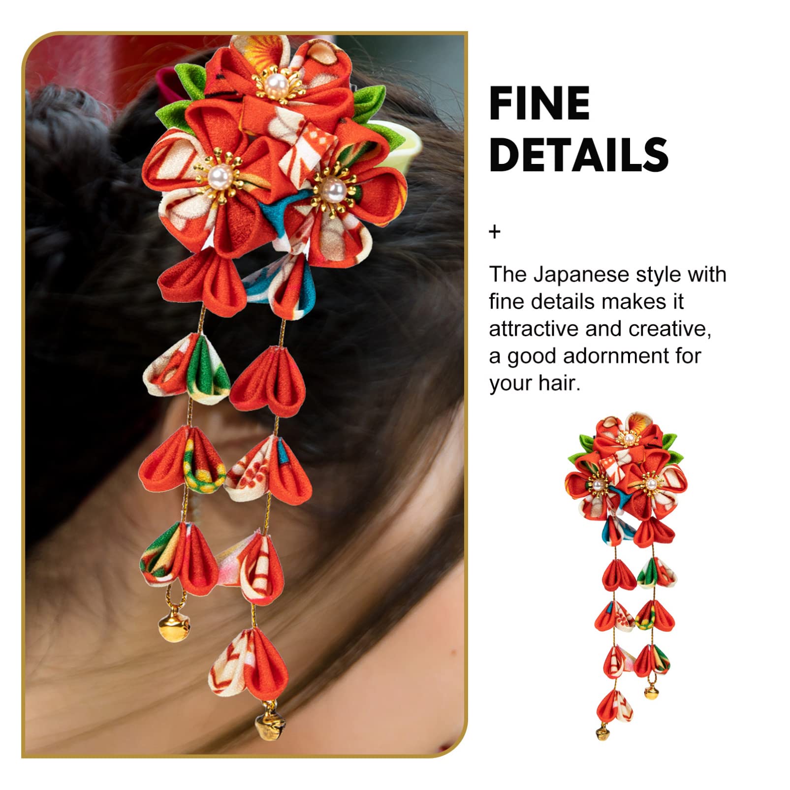 Lurrose 2-Pack Japanese Style Hair Clips for Women & Girls - Elegant Fabric Barrettes & Hair Accessories - Perfect for Cosplay, Anime Conventions & Traditional Japanese Outfits