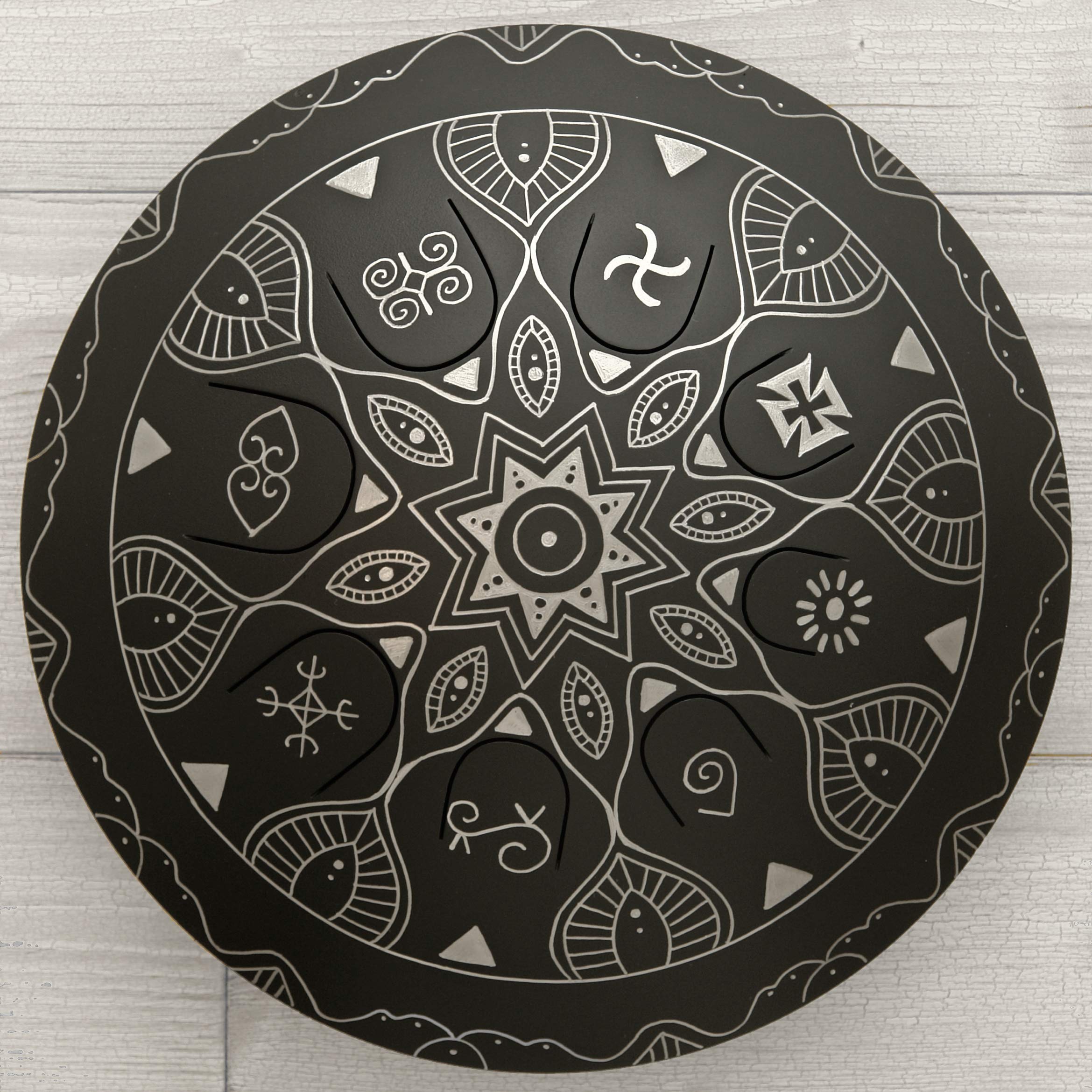 GUDA DRUM Freezbee African Handpan Steel Tongue Drum with FREE Mallets - Best Musical Instrument for Meditation, Yoga & Sound Therapy - Perfect for Beginners, Professionals & Music Lovers