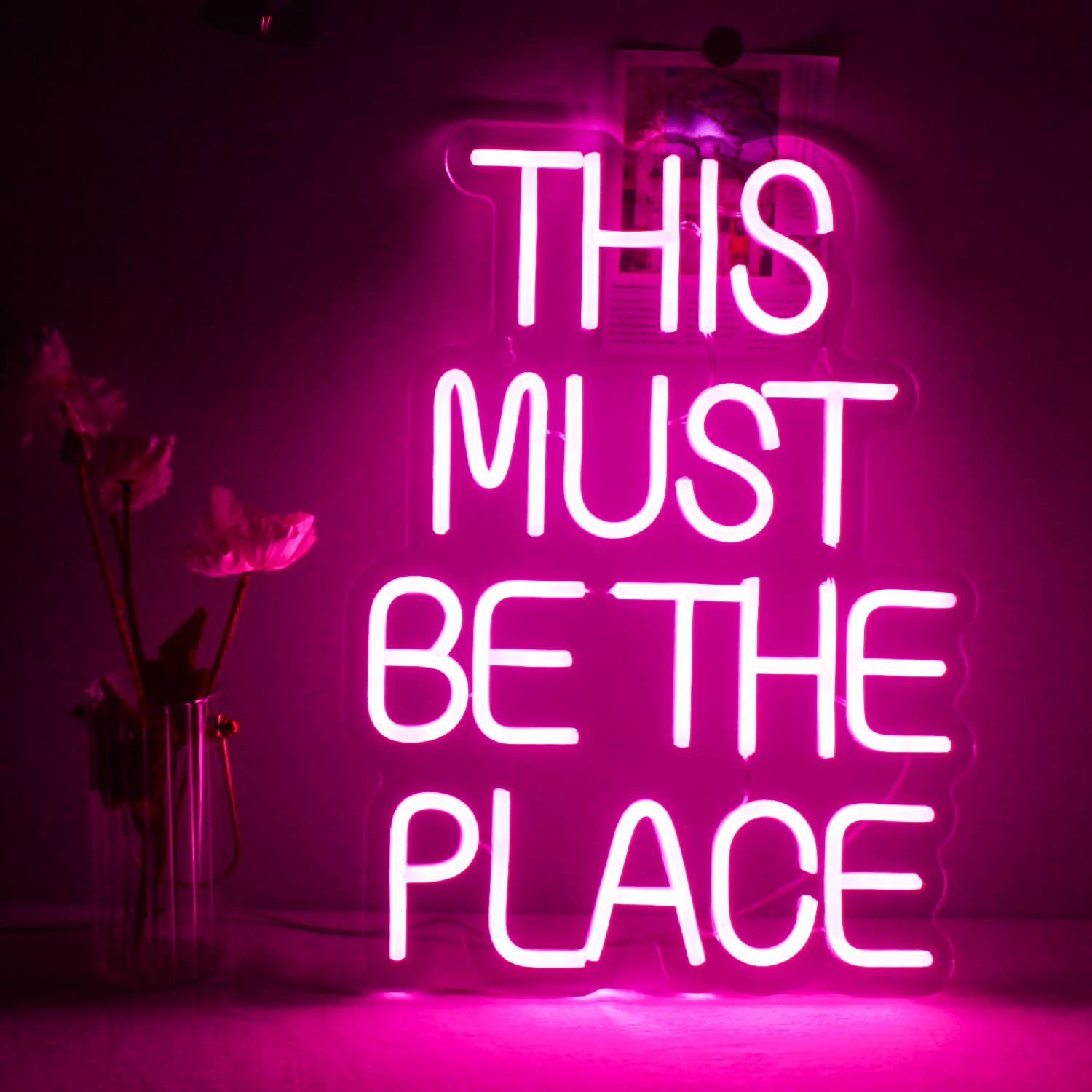 Pink Neon Sign - USB LED Wall Decor for Bedroom & Living Room