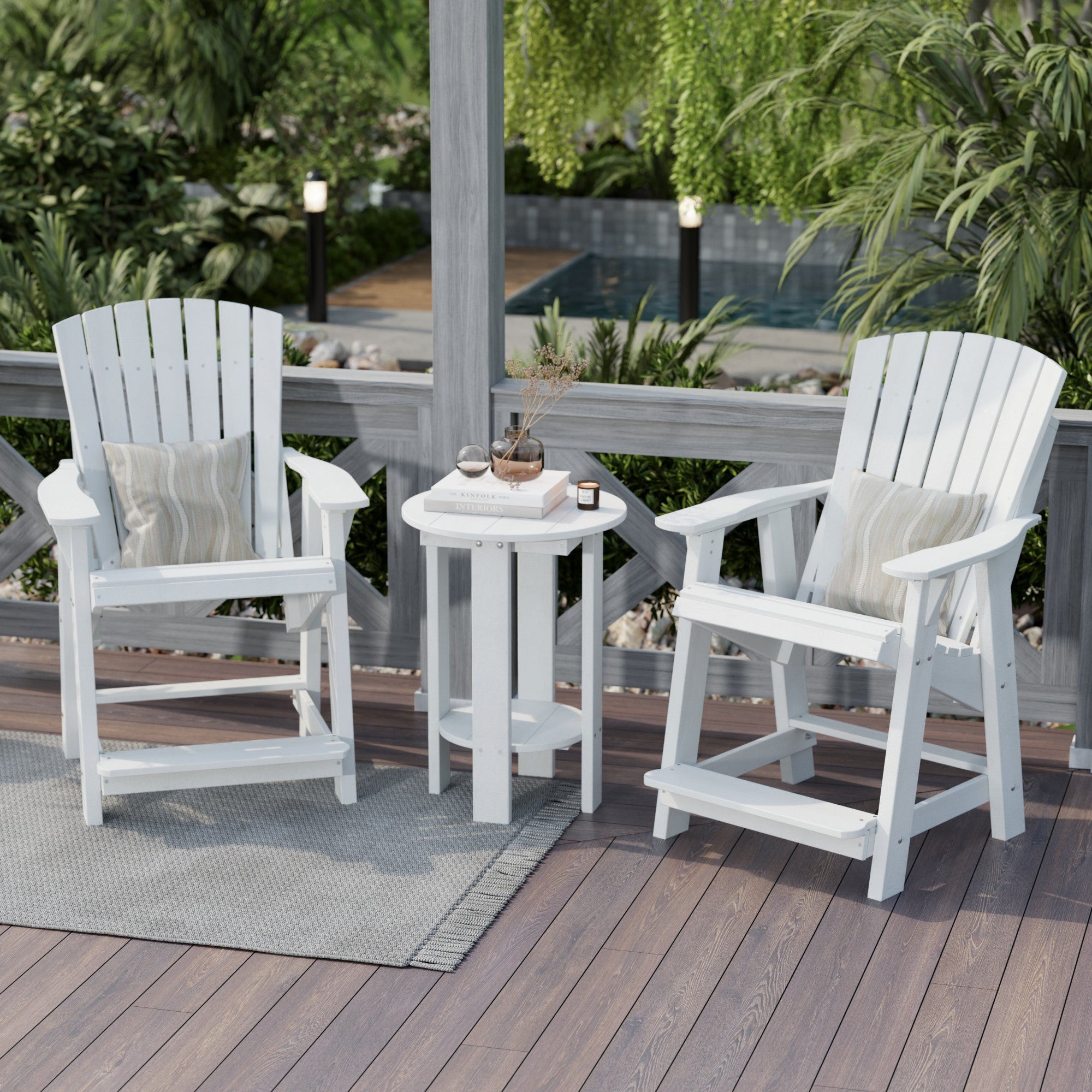 Premium Heritage High Adirondack Chair - Solid Wood Outdoor Patio Furniture for Garden, Deck, Poolside & Backyard Relaxation