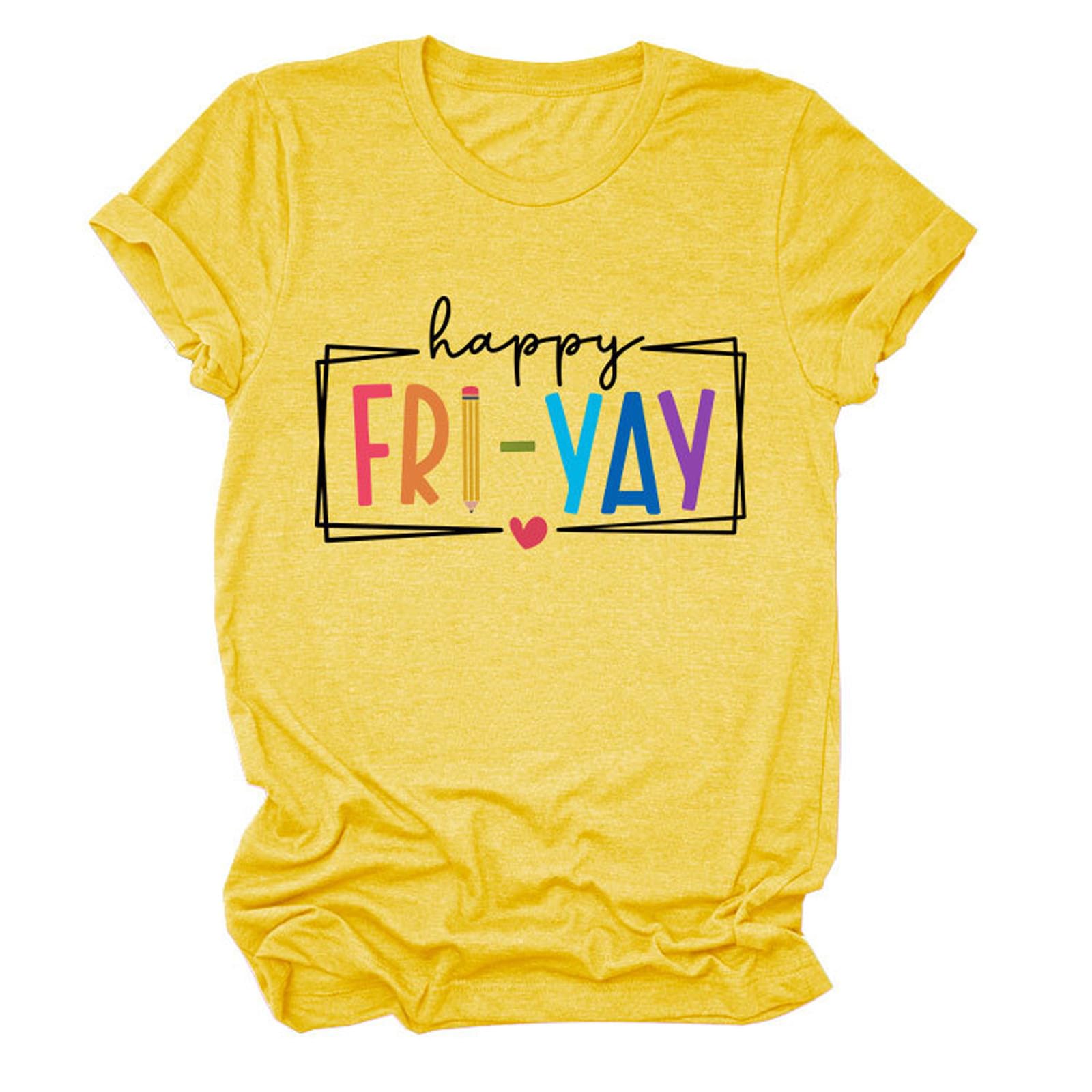 Happy Yay Funny Graphic T-Shirts for Women - Short Sleeve Casual Teacher Novelty Tops 2024 - Perfect for Classroom, Gifts & Everyday Wear