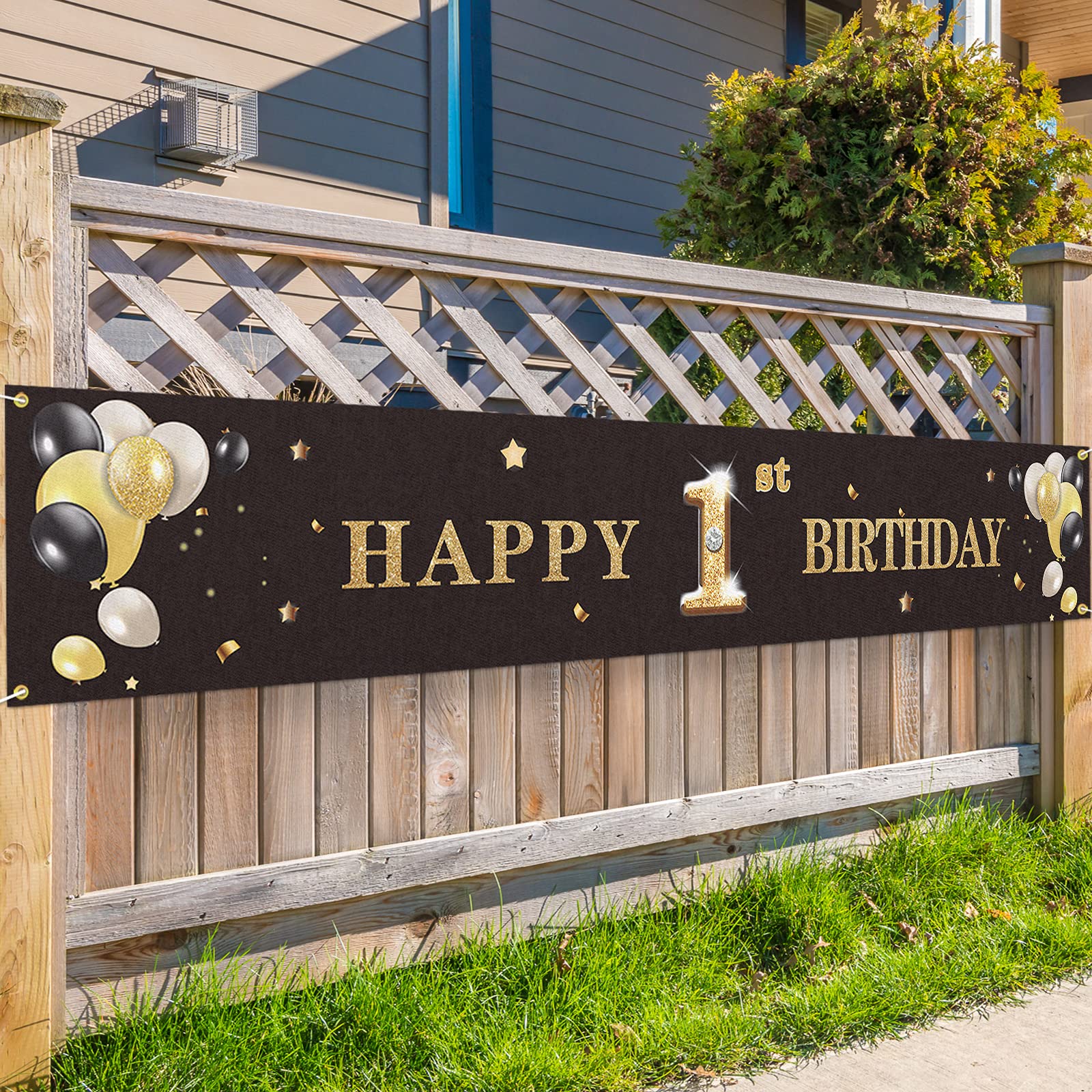 1st Birthday Backdrop Banner - Cheers to 1 Year Decor for Party