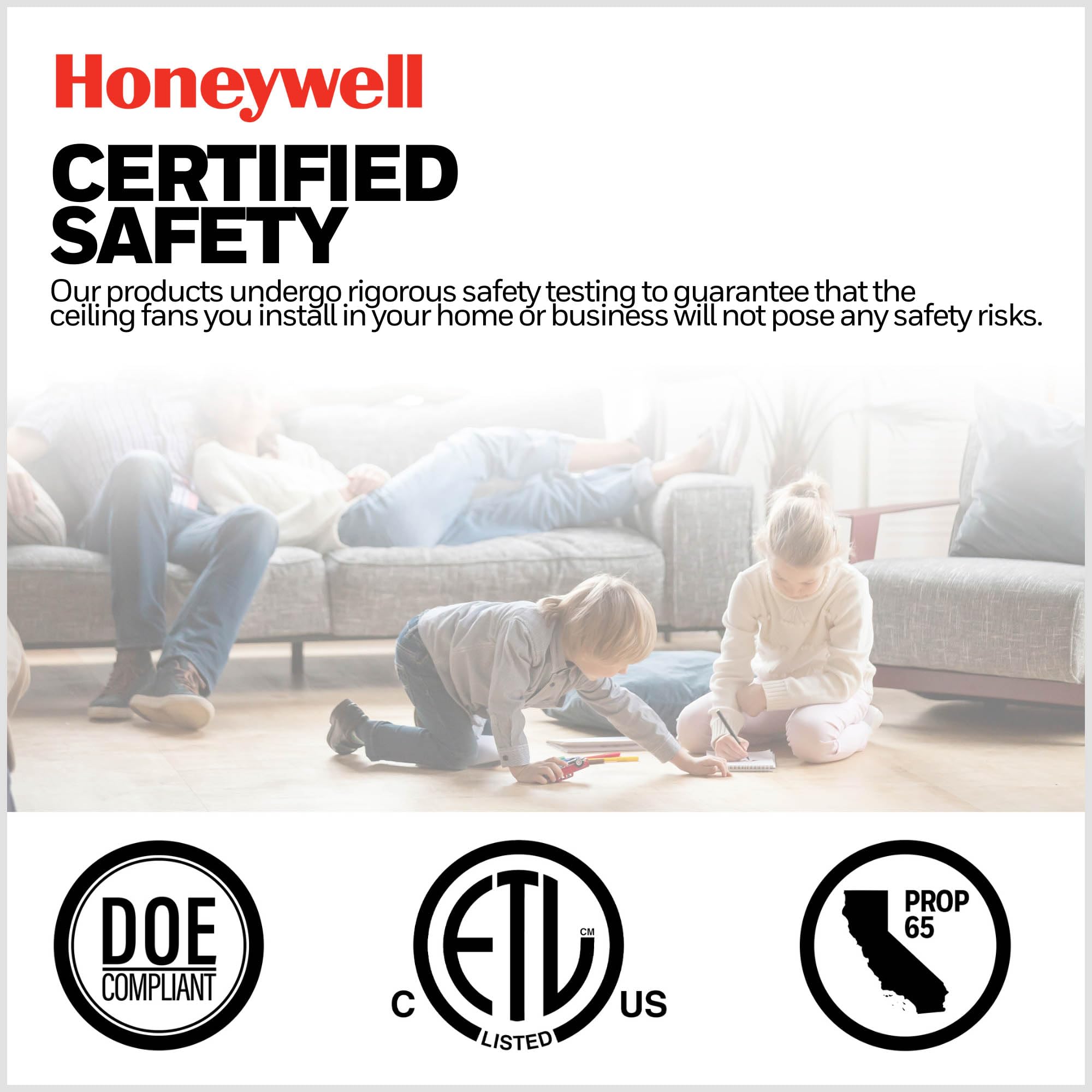 Honeywell Carnegie 52 Inch Industrial Ceiling Fan with LED Light and Remote Control - 5 Blades, Matte Black Finish (50614-01) - Perfect for Living Room, Bedroom, and Office Spaces