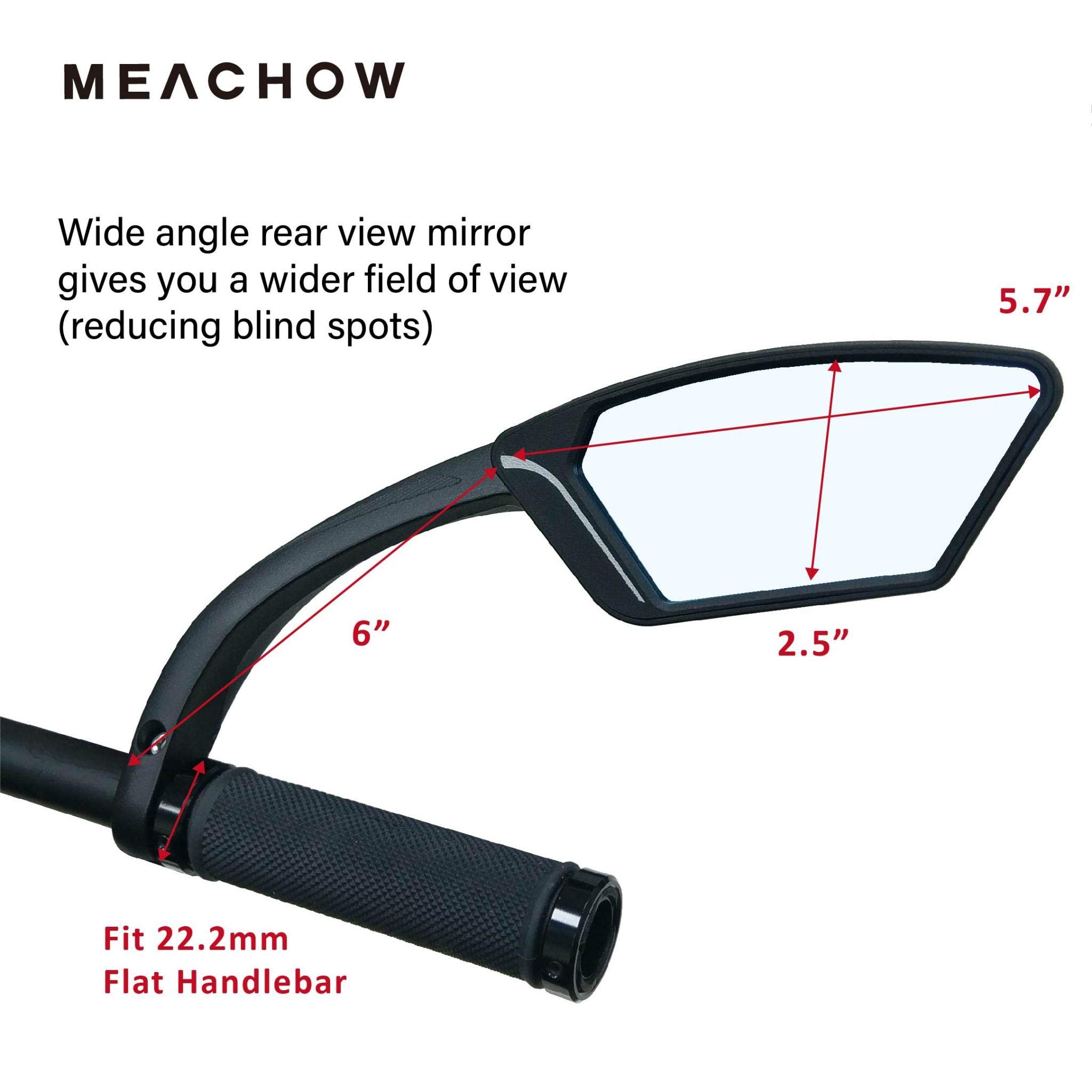 MEACHOW Scratch-Resistant Bike Mirror - Rotatable Handlebar Rearview Mirror for Safe Cycling, ME-002 | Perfect for Road Bikes, Mountain Bikes & Commuting
