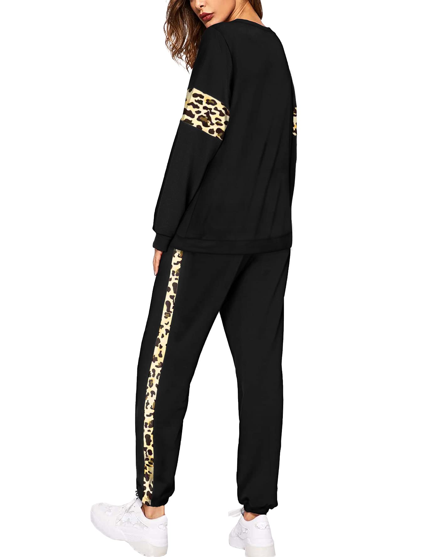 Sipaya Women's 2-Piece Sweatsuit Set - Crewneck Colorblock Striped Lounge Pants with Pockets | Casual Outfit for Home, Gym & Travel