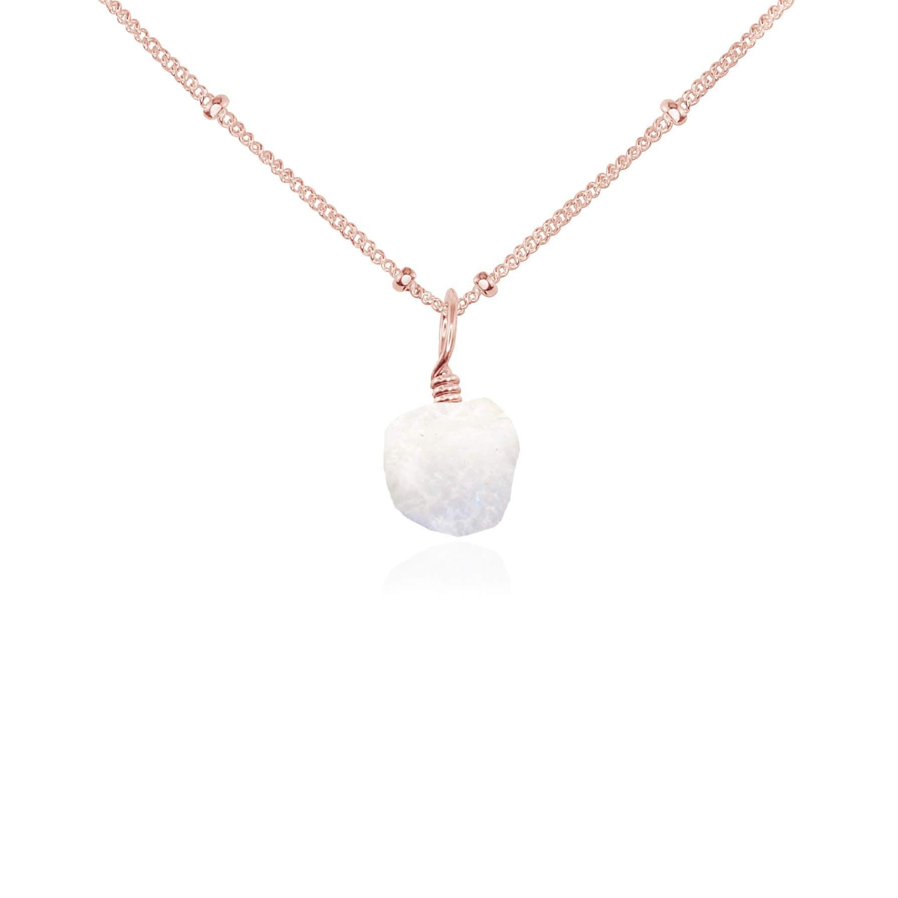 Natural Tiny Raw Rainbow Moonstone Pendant Necklace for Women - Elegant Boho Jewelry for Everyday Wear, Gift Giving & Spiritual Healing