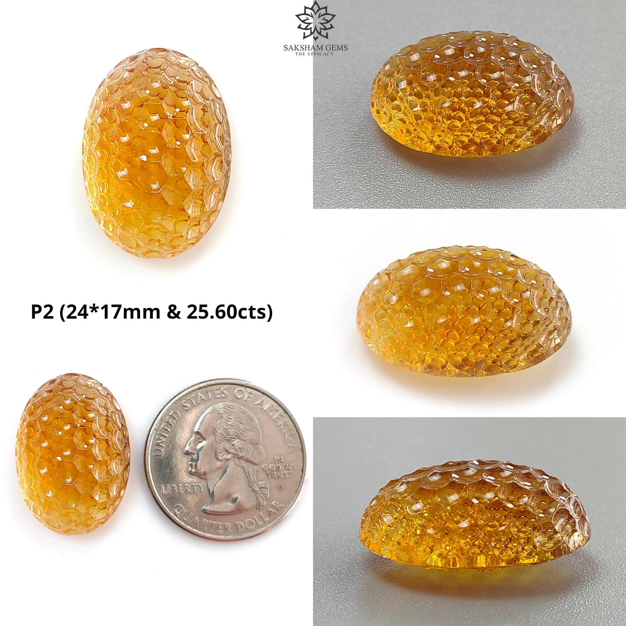Natural Untreated Yellow Citrine Gemstone Oval Carving - Handcrafted Jewelry Making Stone for Necklaces, Rings & Pendants | Healing Crystal for Meditation & Energy Work
