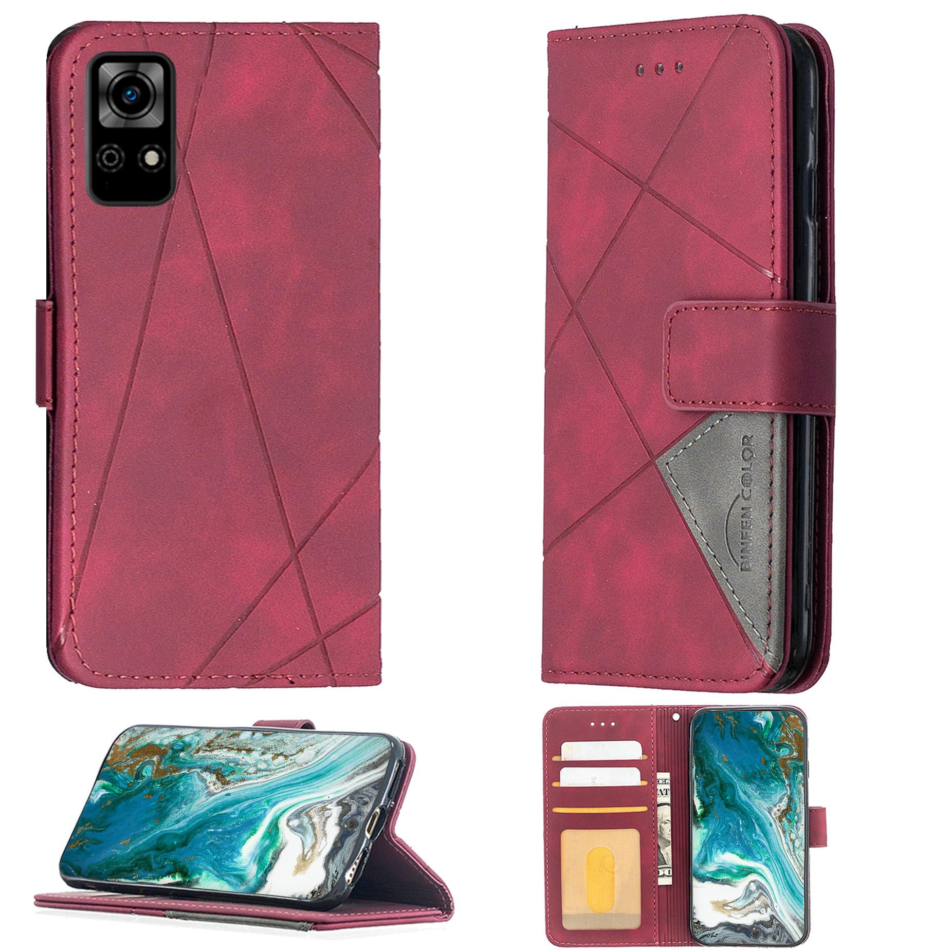 PCD Bengal Max Phone Case - PU Leather Wallet Flip Stand Cover with Card Holder (Red) | Perfect for Business, Travel & Daily Protection