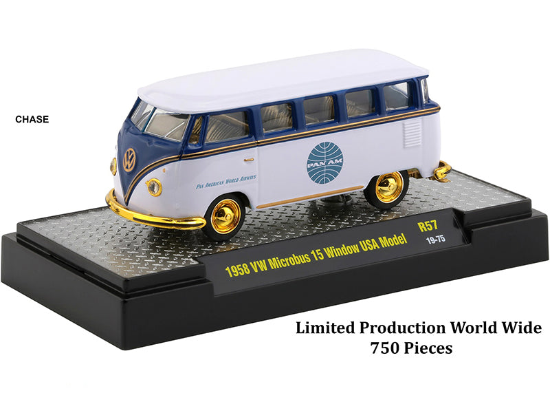 1/64 Scale Diecast Model Cars - M2 Machines Auto Trucks Set of 6 Pan American World Airways (Pan Am) Release 57 in Display Cases - Perfect for Collectors, Aviation Enthusiasts & Home/Office Decor