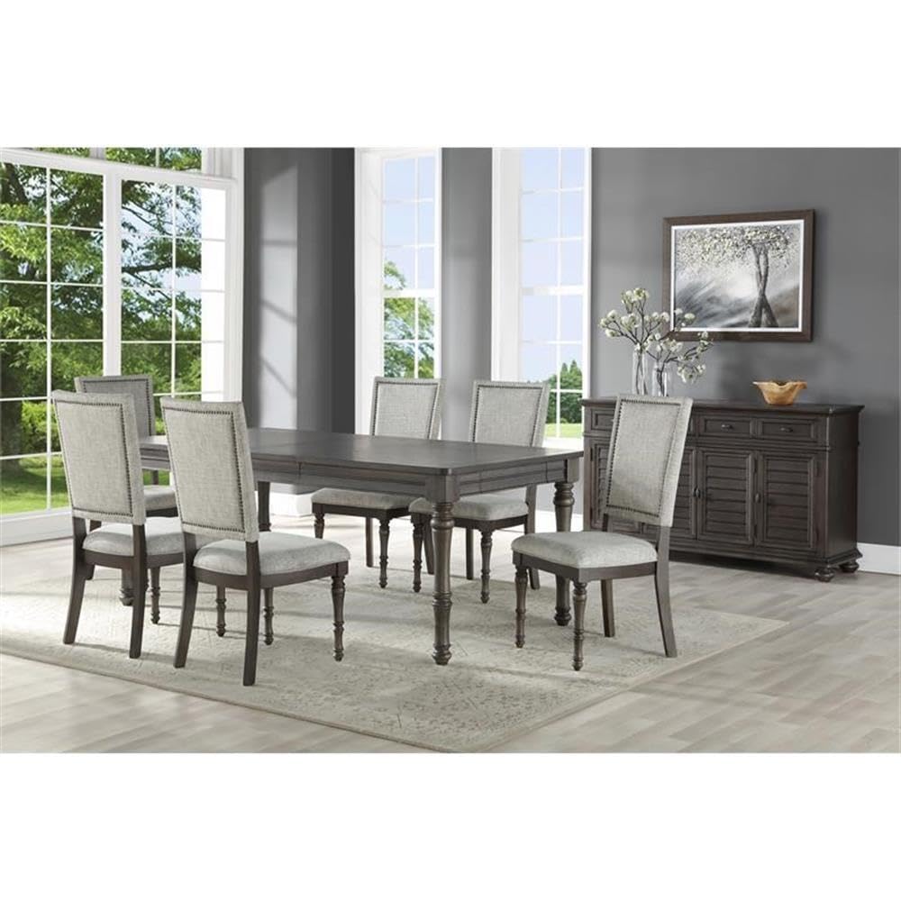 Steve Silver Linnett Sagebrush Upholstered Dining Chairs - Gray Set of 2, Modern Comfortable Kitchen & Dining Room Chairs for Home, Restaurant, or Office Use