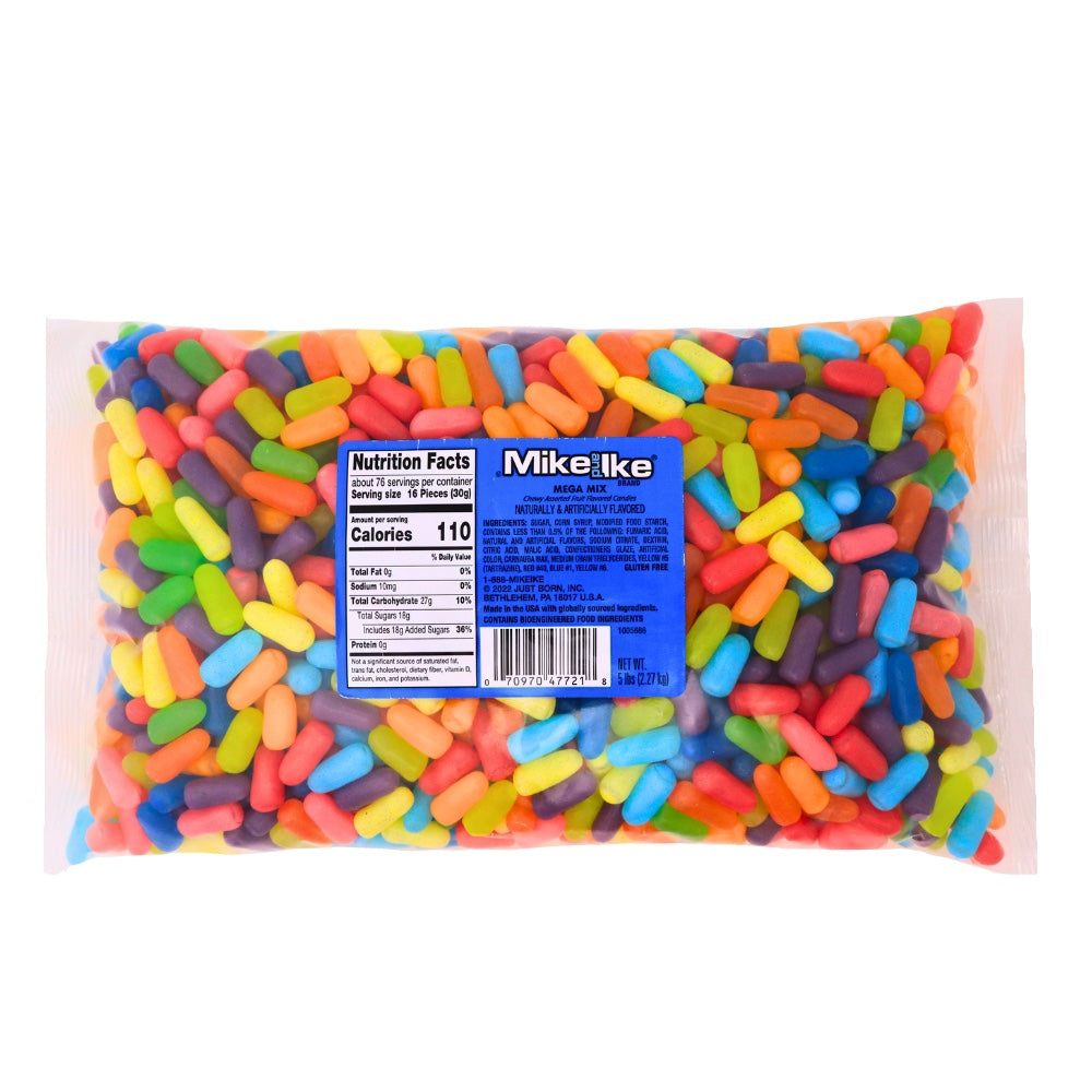 Just Born Mike & Ike Mega Mix Candy - 5lb Bulk Bag | Assorted Fruit Flavors | Perfect for Parties, Movie Nights & Office Snacks