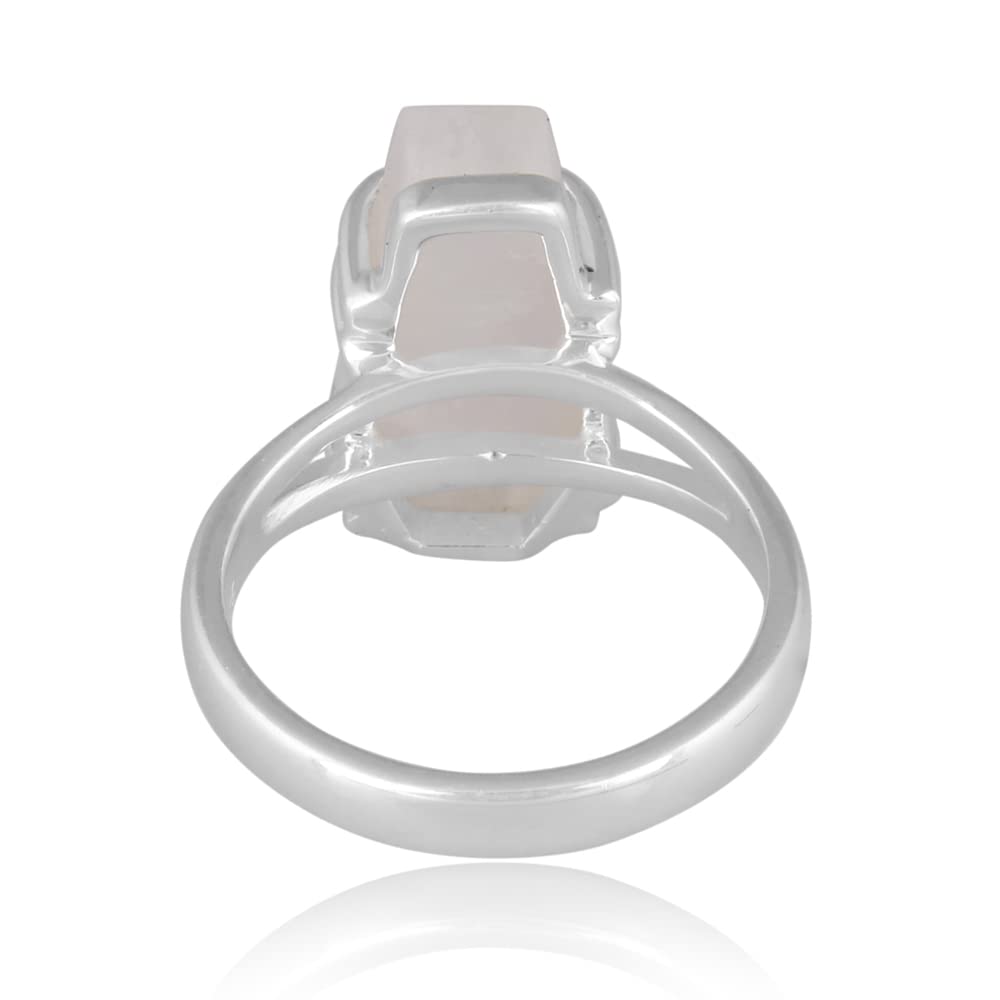 Natural Rainbow Moonstone Coffin Ring - 925 Sterling Silver Boho Statement Ring for Women, Handmade Promise Band Jewelry Gift for Mom, Wife, Girlfriend - Perfect for Weddings, Anniversaries & Special Occasions