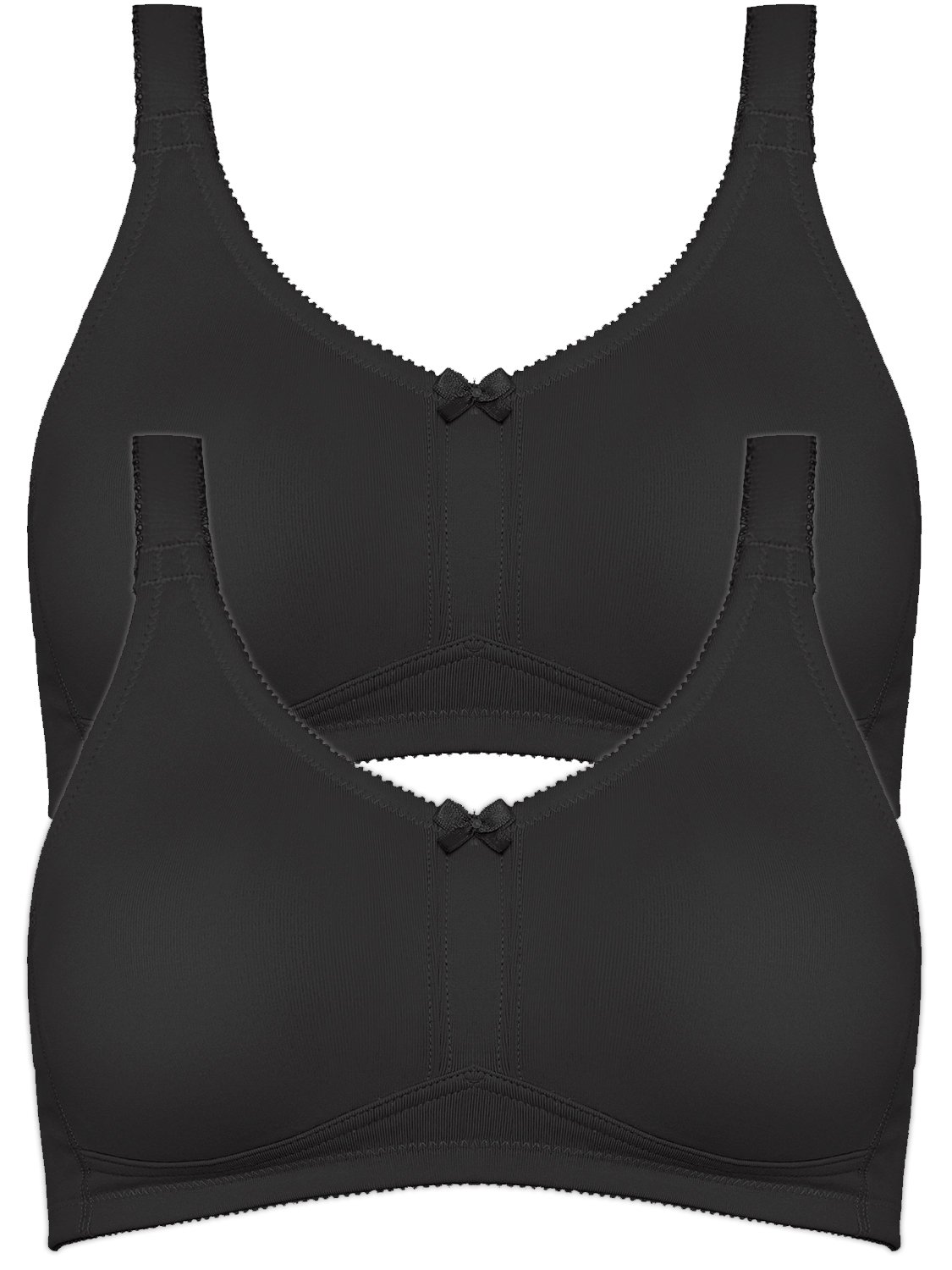 Naturana Women's Mastectomy Bras - Pack of 2 (Black, 34B) | Post-Surgery Support & Comfort for Breast Cancer Survivors