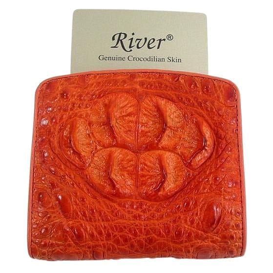 Luxury Orange Crocodile Leather Women's Wallet - Genuine Exotic Skin Credit Card Holder & Cash Pouch - Perfect for Everyday Use, Gift Giving & Special Occasions
