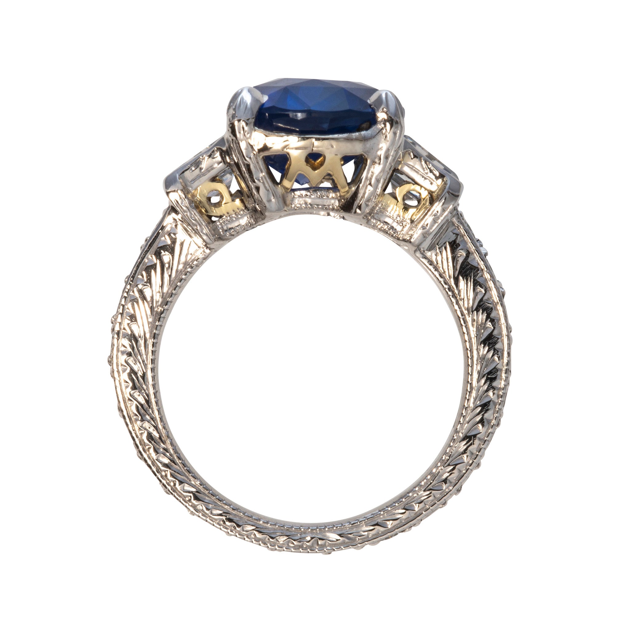 5ct Oval Sapphire & Diamond Platinum Ring - Vintage Estate Jewelry for Weddings, Anniversaries & Special Occasions