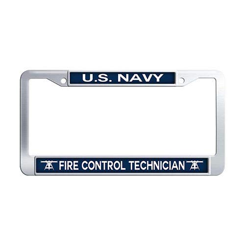 US Navy Fire Control Technician Car License Plate Holder - Stainless Steel License Tag Frame - Durable & Rust-Proof - Perfect for Military Enthusiasts & Veterans - Ideal for Cars, Trucks & Motorcycles