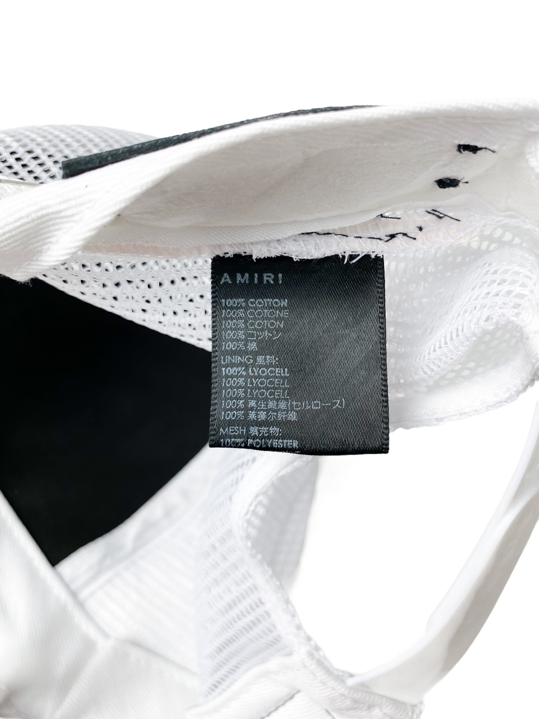Amiri White MA Logo Paint Drip Trucker Hat - Stylish Baseball Cap for Men & Women - Perfect for Streetwear, Casual Outfits & Summer Fashion