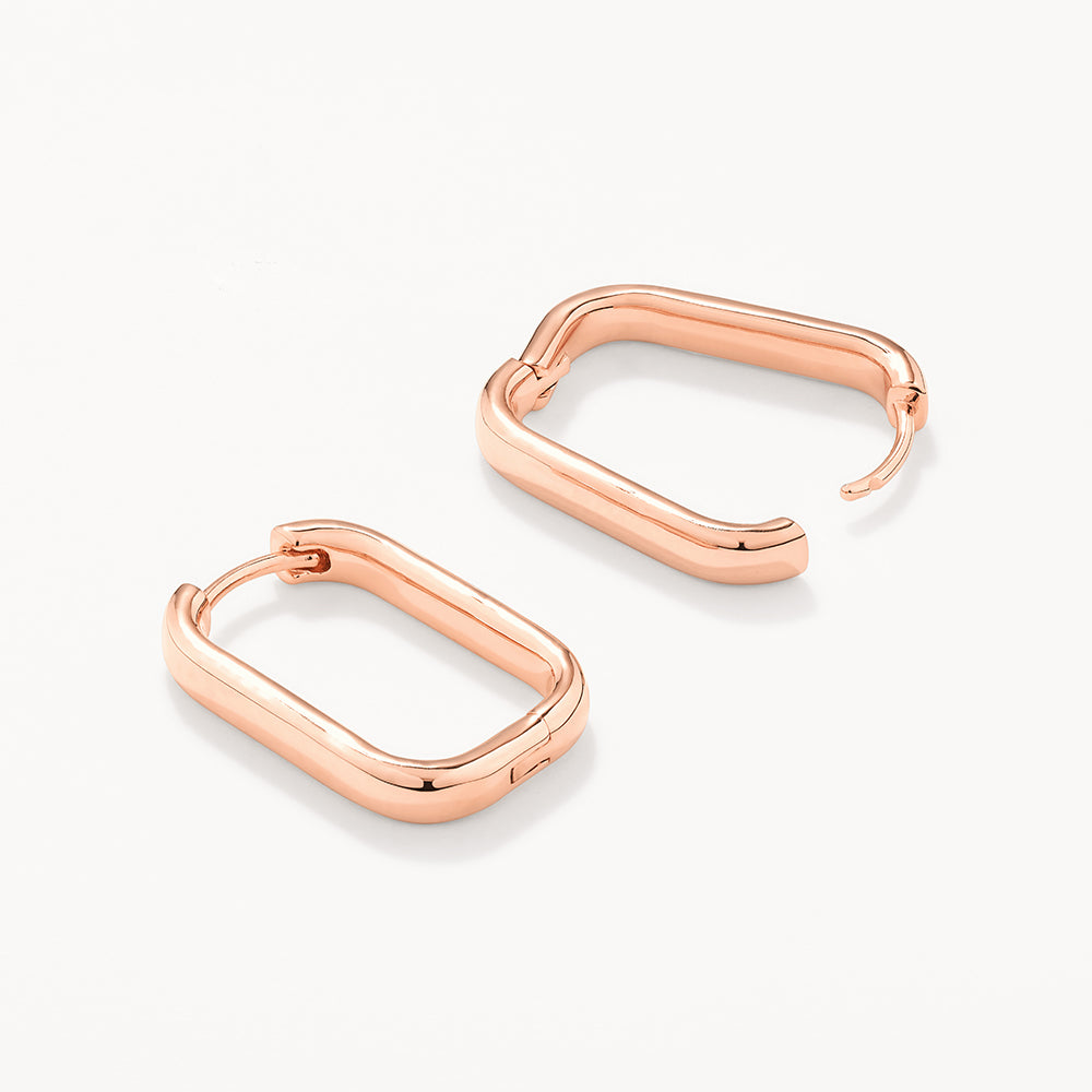 Rose Gold Midi Paperclip Earrings for Women - Trendy Minimalist Hoop Earrings for Everyday Wear, Office & Date Night