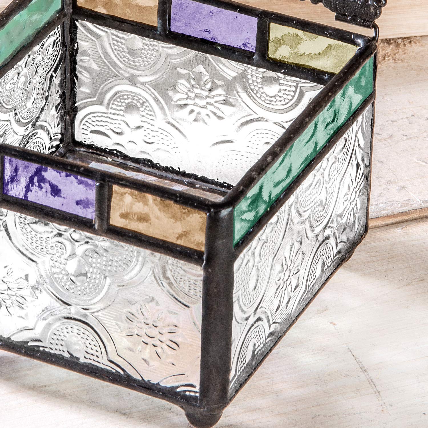Personalized Jewelry Box with Stained Glass - Decorative Vanity Display Case for Keepsakes & Gifts | Perfect for Wedding, Birthday & Anniversary Presents - J Devlin Box 905 EB245