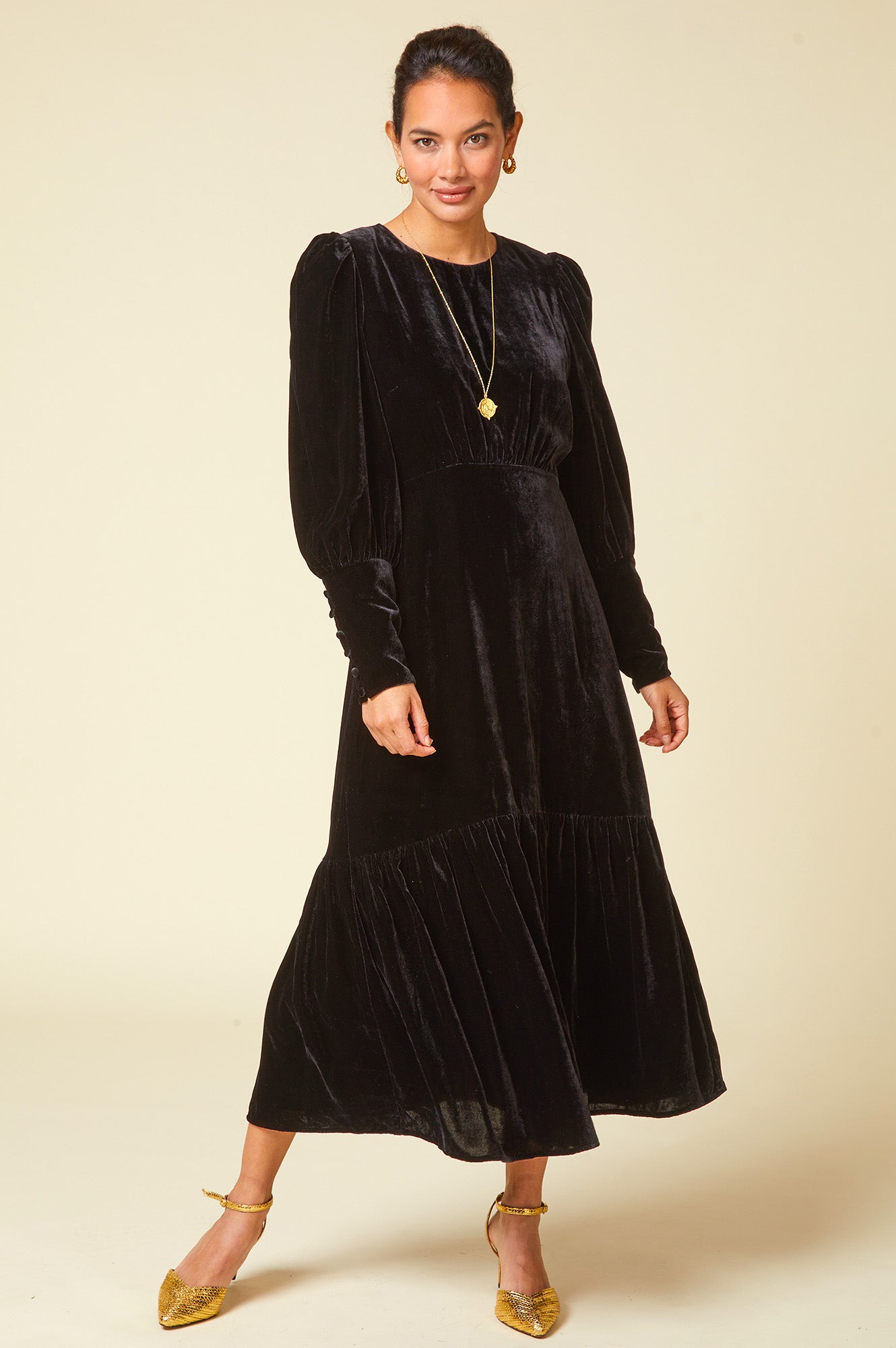 Esmee Elegant Velvet Dress for Women - Black | Formal Evening Gown for Parties, Weddings & Special Occasions