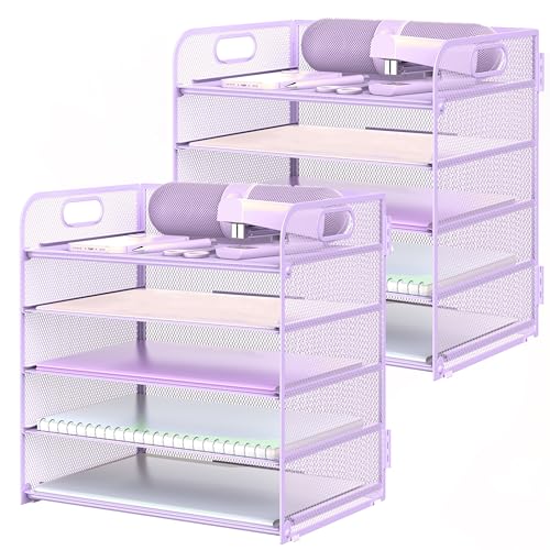2 Pack 5-tier Desk Organizer,purple
