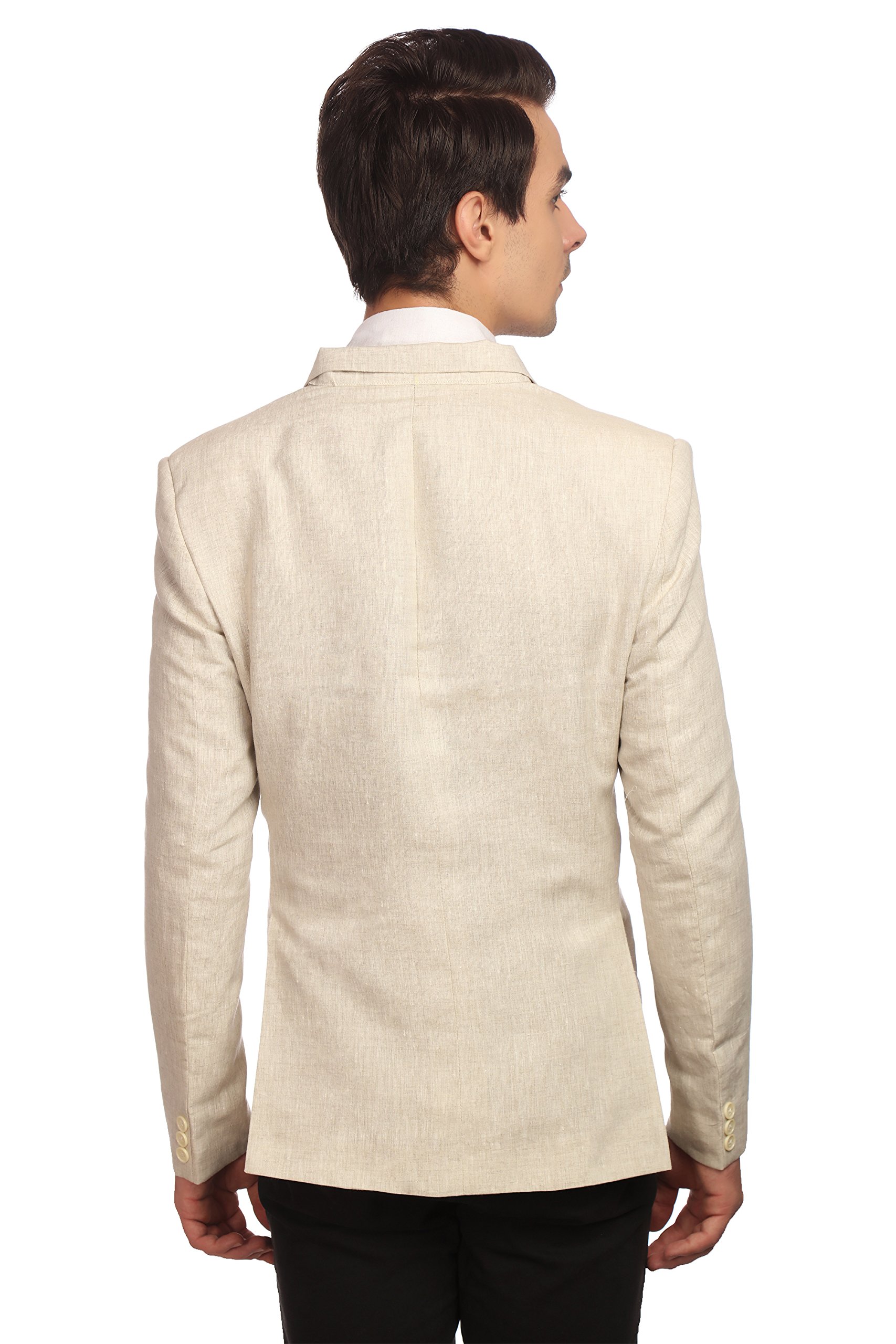 Vintage Men's Double-Breasted Linen Blazer - Sky Blue Summer Casual Jacket for Weddings, Office & Outdoor Events