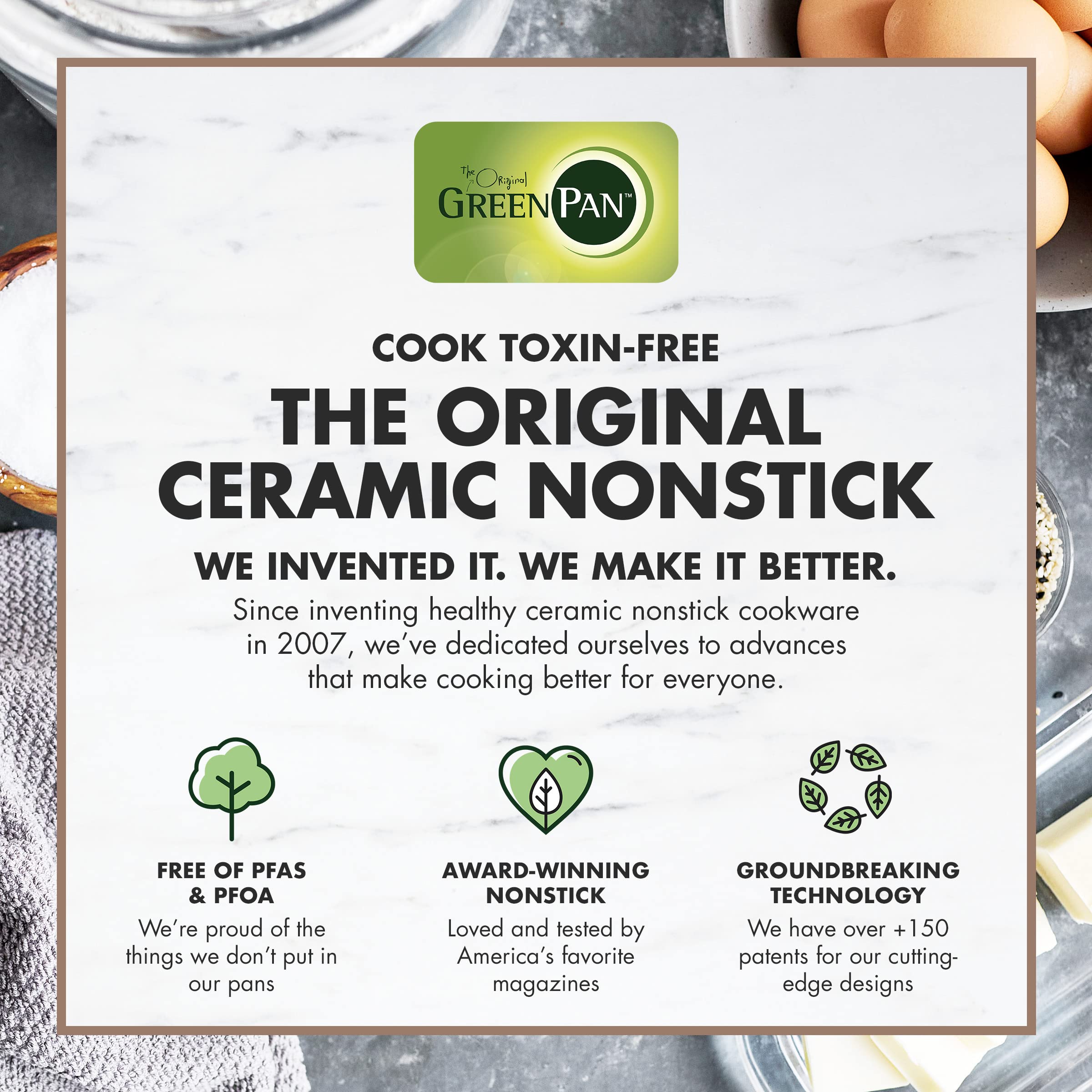 GreenPan Premiere Healthy Ceramic Nonstick 4-Piece Bakeware Set - PFOA & PFAS-Free, Warp-Resistant Baking Pans (Rectangular, Square, Quarter & Half Sheet) - Oven Safe to 600°F & Dishwasher Safe - Perfect for Baking Cookies, Cakes, Roasts & Meal Prep - Gray