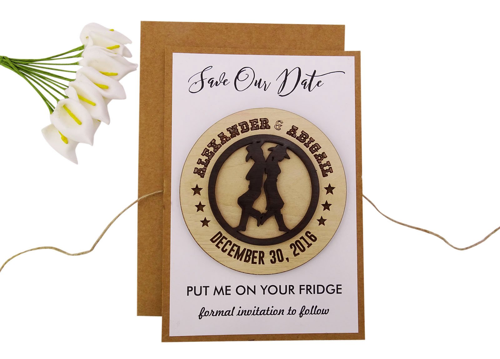 Custom Engraved Wooden Save The Date Magnets - Rustic Wedding Announcements - Personalized Wedding Invitation Magnet - Perfect for Save The Date Cards, Wedding Invites & Bridal Shower Decor