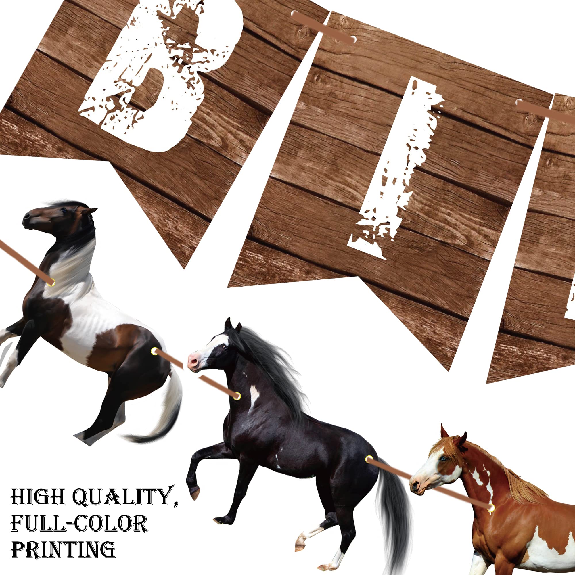 Horse Birthday Party Decorations - Happy Birthday Banner & Garland for Horse Theme Party Supplies | Perfect for Kids' Birthday, Barnyard Celebrations, and Equestrian Events