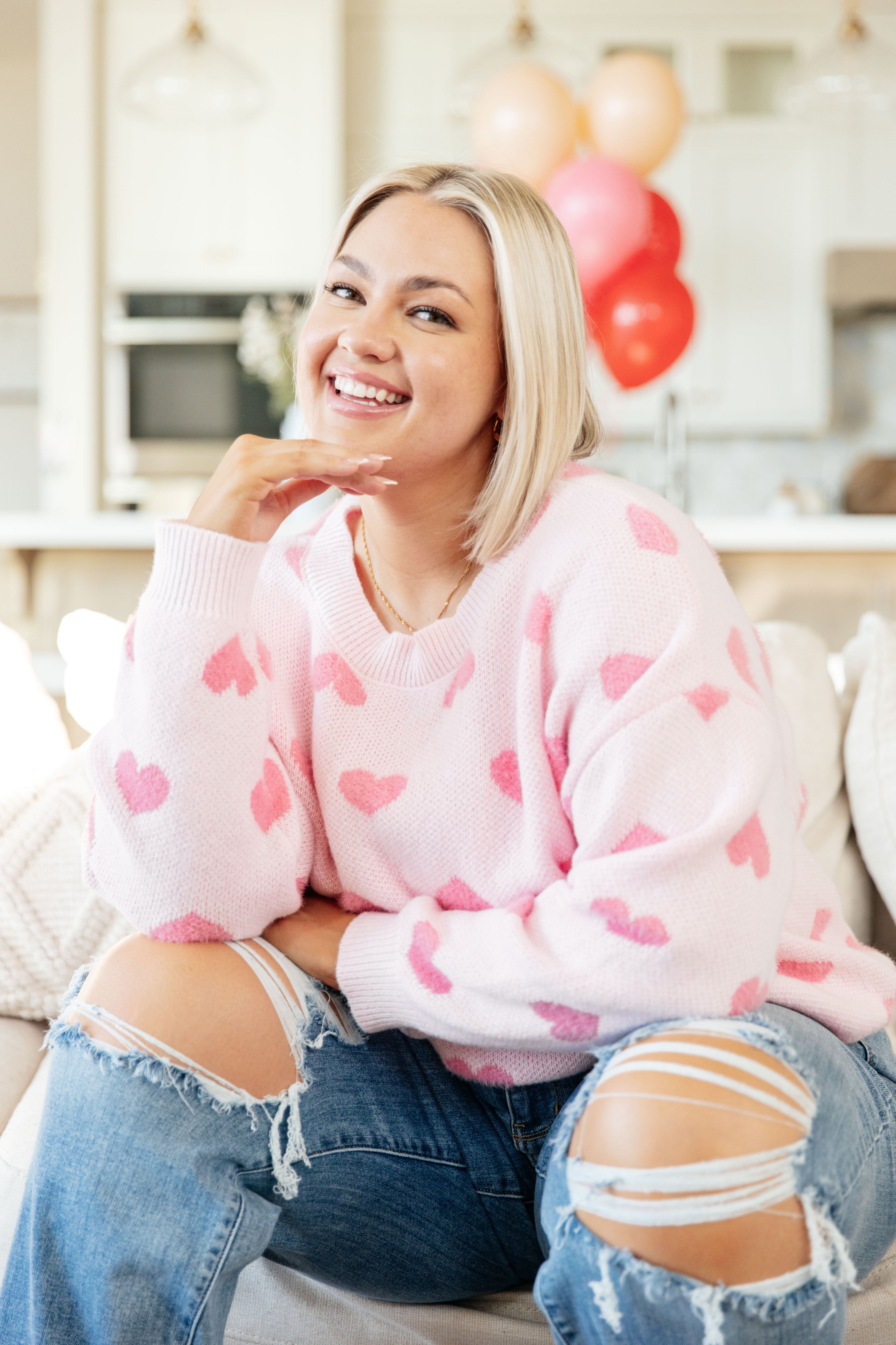 Heart On My Sleeves Sweater - Cozy Knit Pullover with Romantic Heart Design | Perfect for Valentine's Day, Date Nights & Casual Winter Outfits