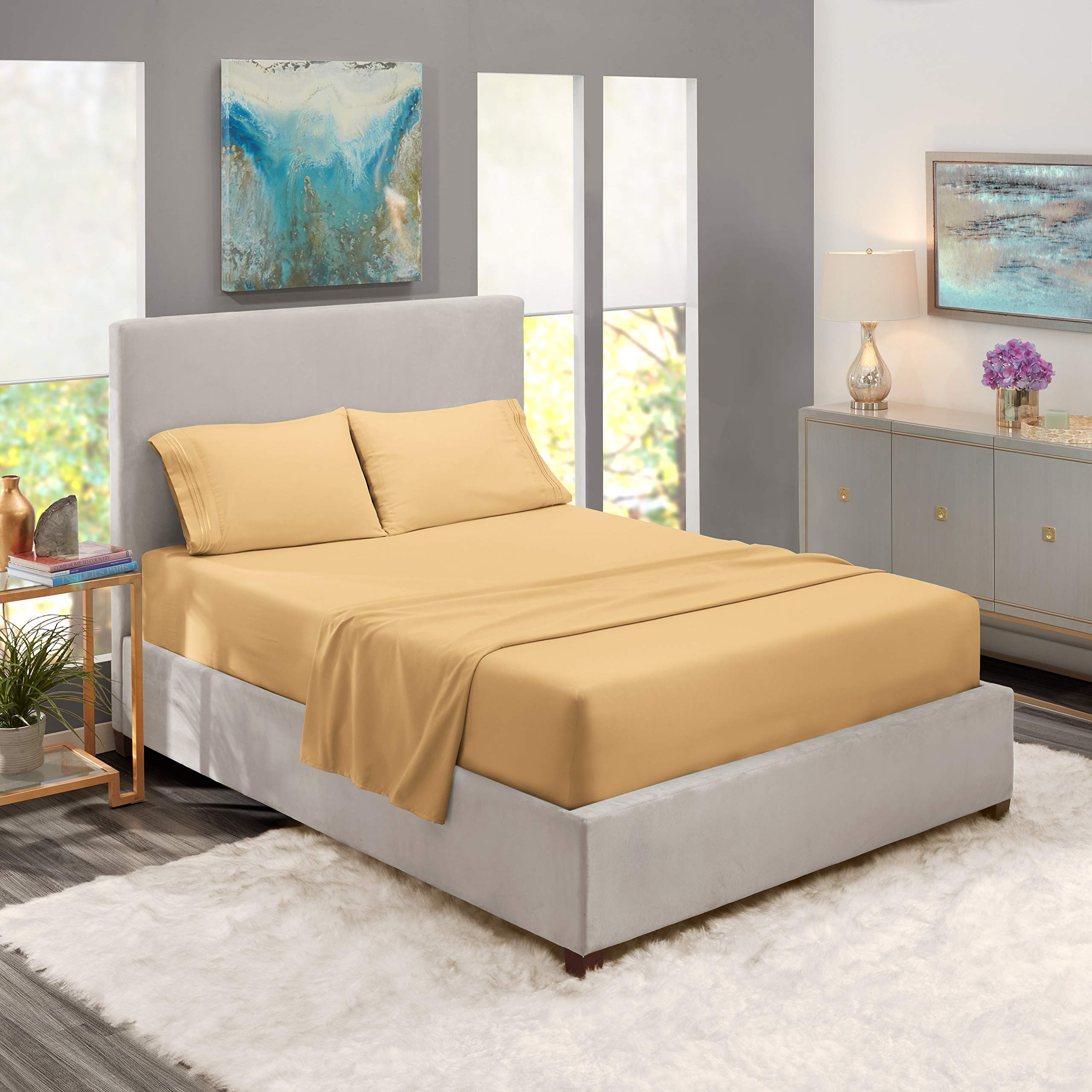 Premium 800 Thread Count 100% Combed Cotton Twin XL Sheet Set - 4pc Soft Bed Sheets with Extra Long Staple Cotton, Deep Pocket Fits Mattress Up to 14
