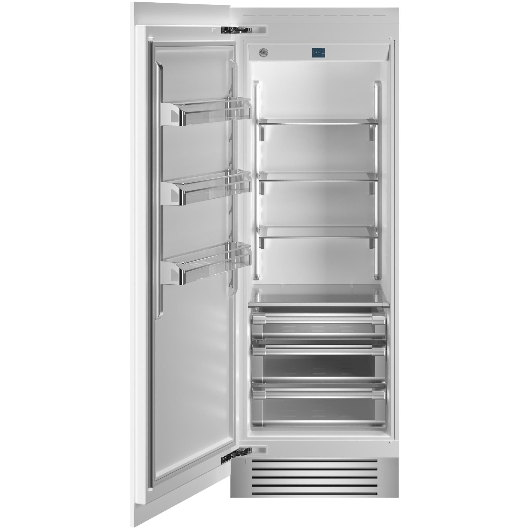 Bertazzoni 30 Inch Built-In All Refrigerator - 17.4 cu.ft Capacity, LED Lighting, Stainless Steel (Model REF30RCPRL/23) - Perfect for Modern Kitchens, Restaurants & Open-Concept Living Spaces