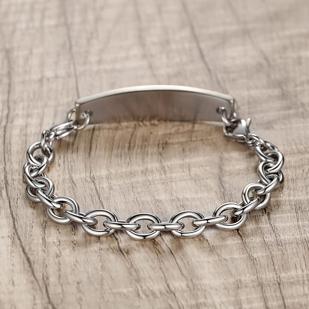 LinnaLove Adjustable Medical ID Bracelet - Stainless Steel Cable Chain, Custom Engraved Medical Alert Jewelry for Men & Women - Perfect for Diabetes, Allergies & Emergency Health Conditions