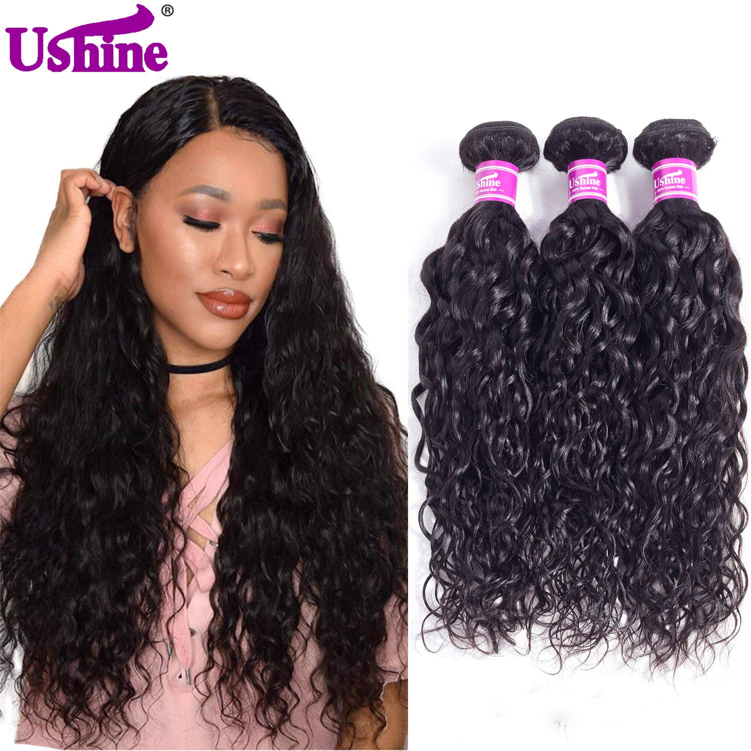 8A Grade Brazilian Virgin Hair Bundles 24 22 20 Inch - Wet & Wavy Unprocessed Human Hair Weave for Water Wave Hairstyles | Natural Black Color | Perfect for Daily Wear, Parties & Special Occasions