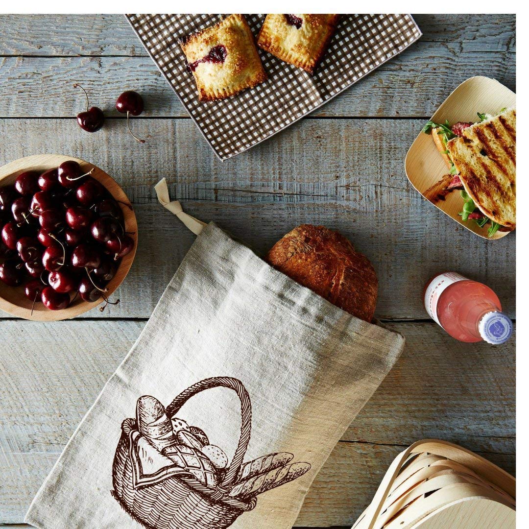 Organic Linen Bread Bags 3-Pack - 30x40cm Reusable Food Storage for Homemade Artisan Bread | Eco-Friendly Cotton Bread Bags for Baking, Picnics & Farmers Markets