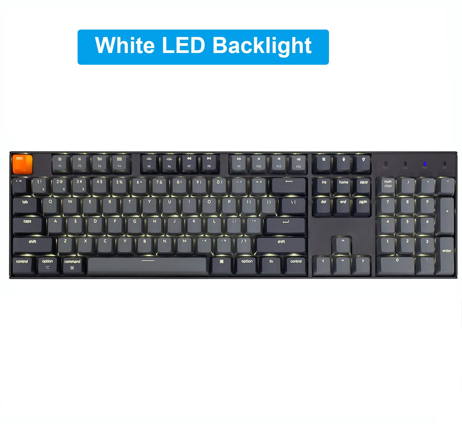 Keychron K10 Wireless Mechanical Gaming Keyboard - 104 Key Full Size with Gateron G Pro Brown Switches, White LED Backlight, USB-C Rechargeable for Mac & Windows | Perfect for Office Work, Gaming & Programming