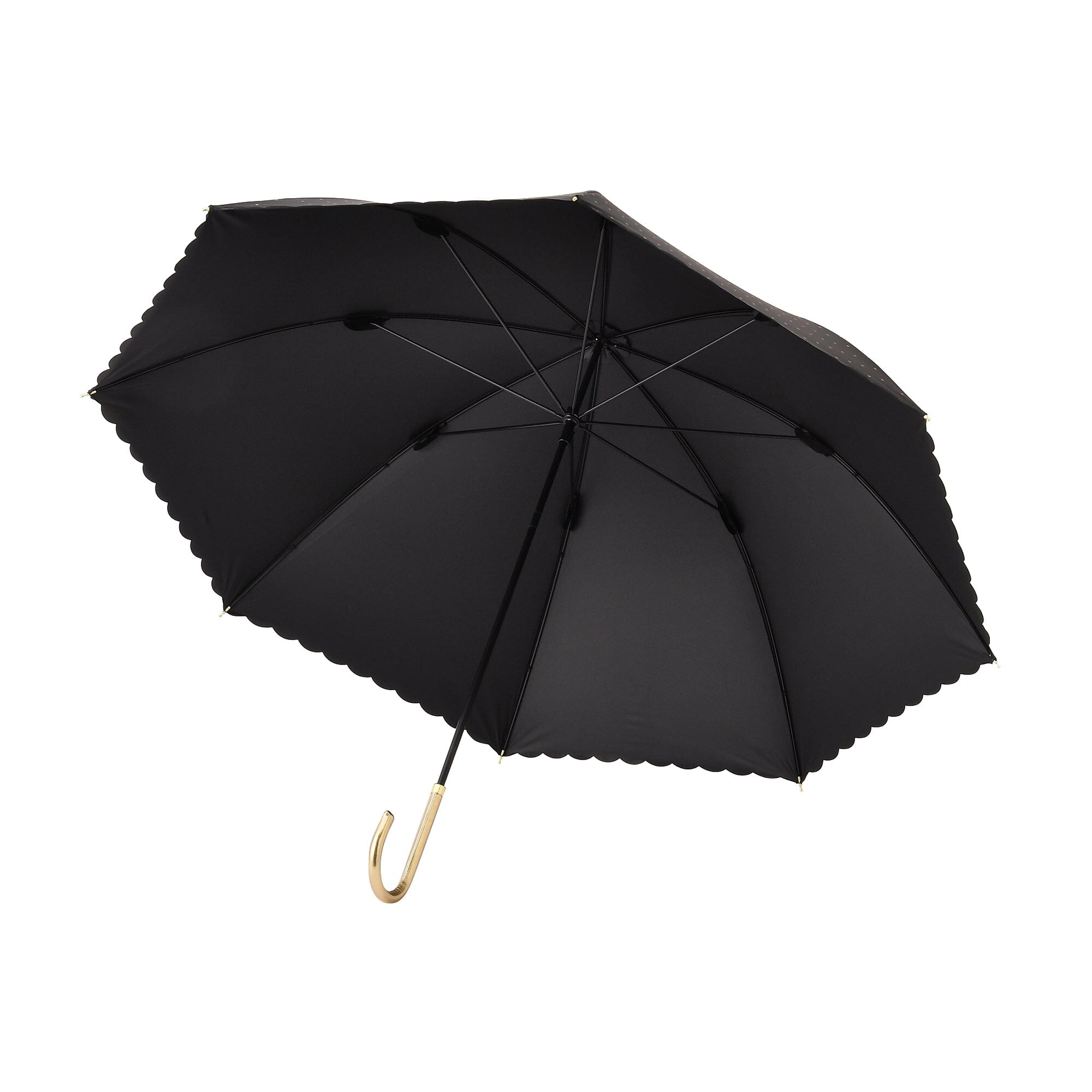 Dot Glitter Heat Cut Long Umbrella 58cm Black - UV Protection & Waterproof for Sunny & Rainy Days - Perfect for Beach, Outdoor Events & Daily Commute