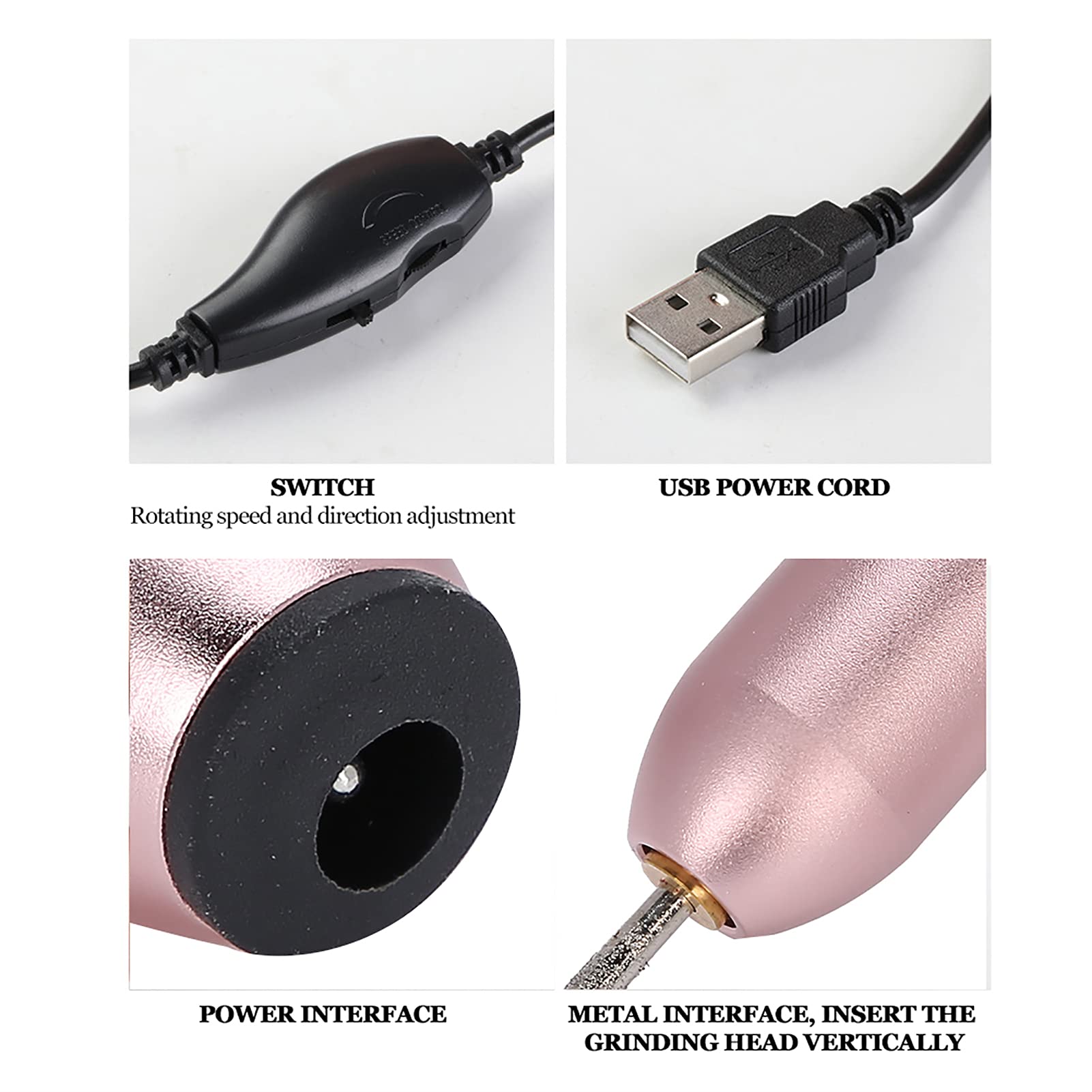Professional Nail Drill Machine 15000RPM with USB Charging - Electric Nail File for Home, Beauty Salon & Nail Salon - Perfect for Manicures, Pedicures & Nail Art