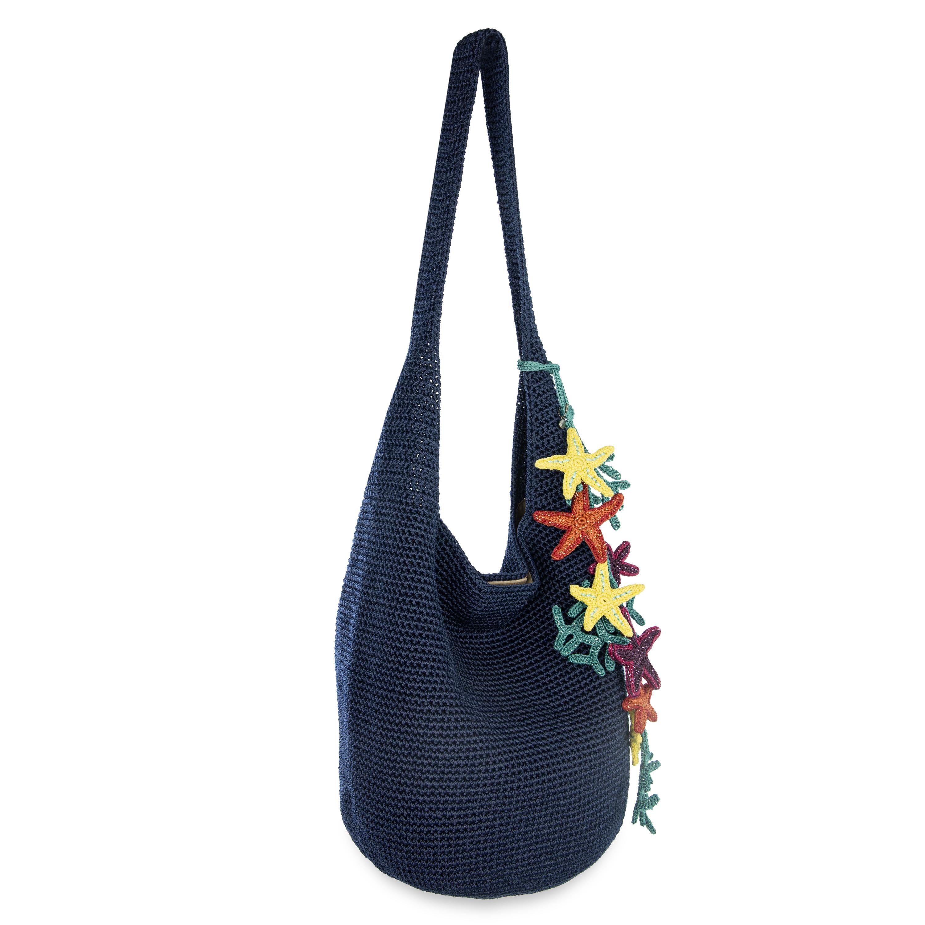 Handmade Crochet Hobo Bag - 120 Denim Ocean Blue Tote for Women - Perfect for Beach, Travel & Everyday Use