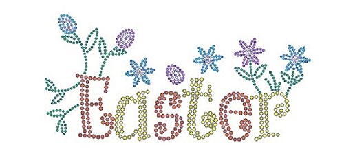 Easter Floral Rhinestone Iron-On Transfer - DIY Easter Decor, T-Shirt & Craft Projects for Spring Celebrations