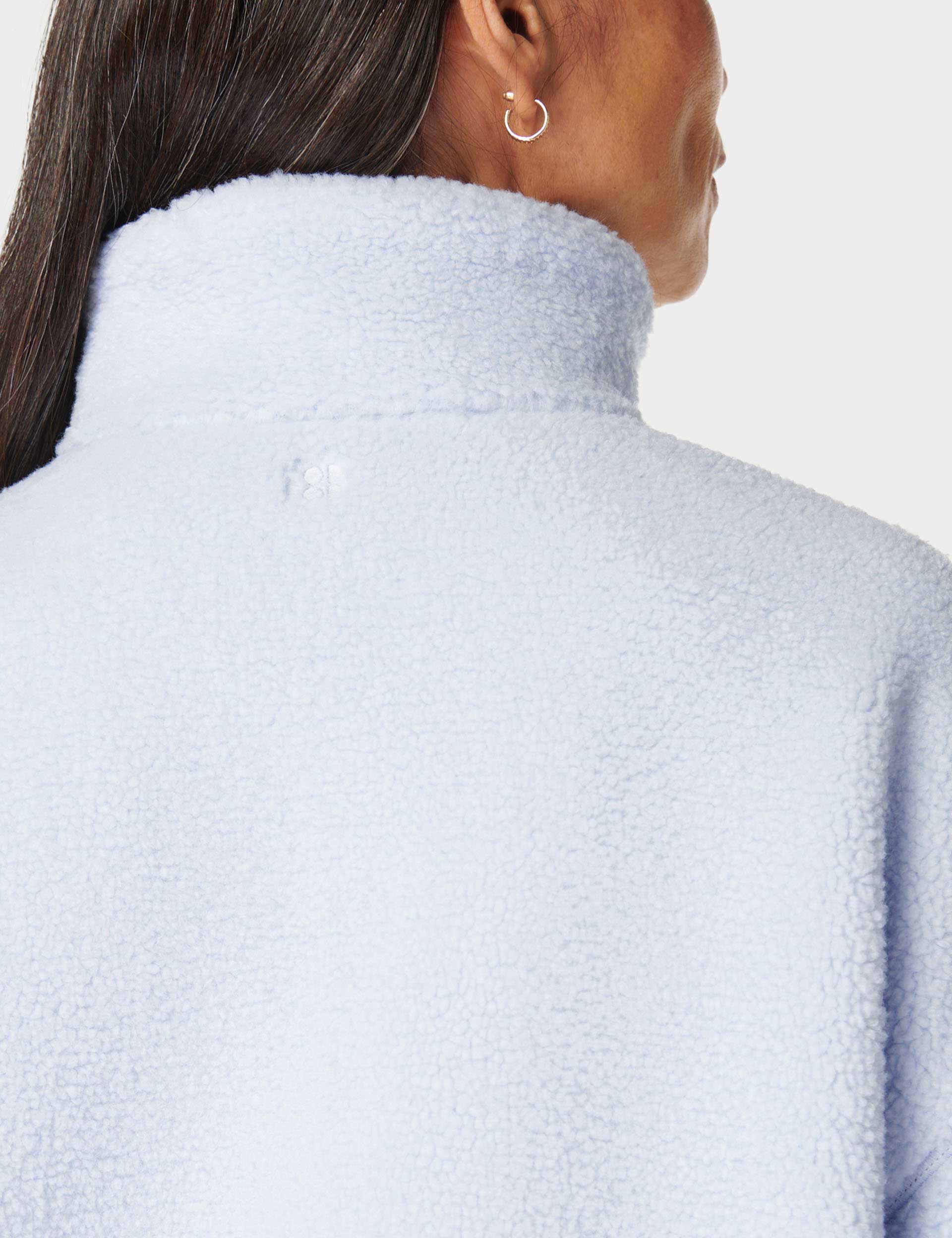 Soft Plush Fleece Textured Half Zip Pullover - Cozy Salt Blue Quarter-Zip Sweatshirt for Women | Perfect for Casual Wear, Outdoor Activities & Lounge Comfort
