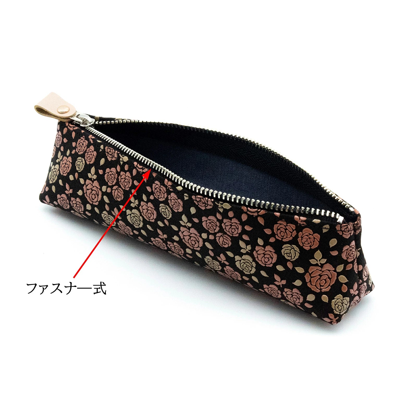 Premium Koshu Inden Japanese Deerskin Leather Pencil Case - Handmade in Japan, Traditional Craft Rose/Black Pen Holder for School, Office & Gift Giving