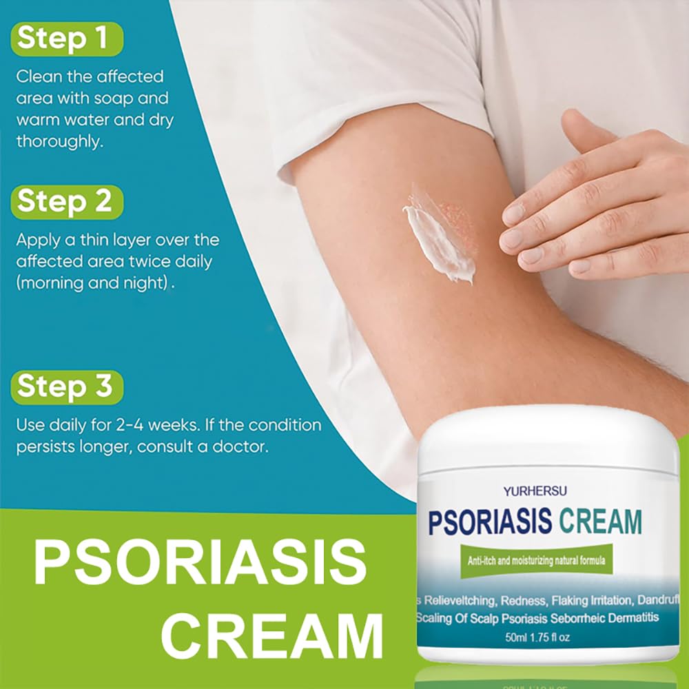 Psoriasis Cream for Scalp & Skin - Anti Itch, Redness Relief, Flaking & Dandruff Treatment - Moisturizing, Non-Sticky Formula for Seborrheic Dermatitis & Daily Skin Care - Fast Absorbing for Day & Night Use