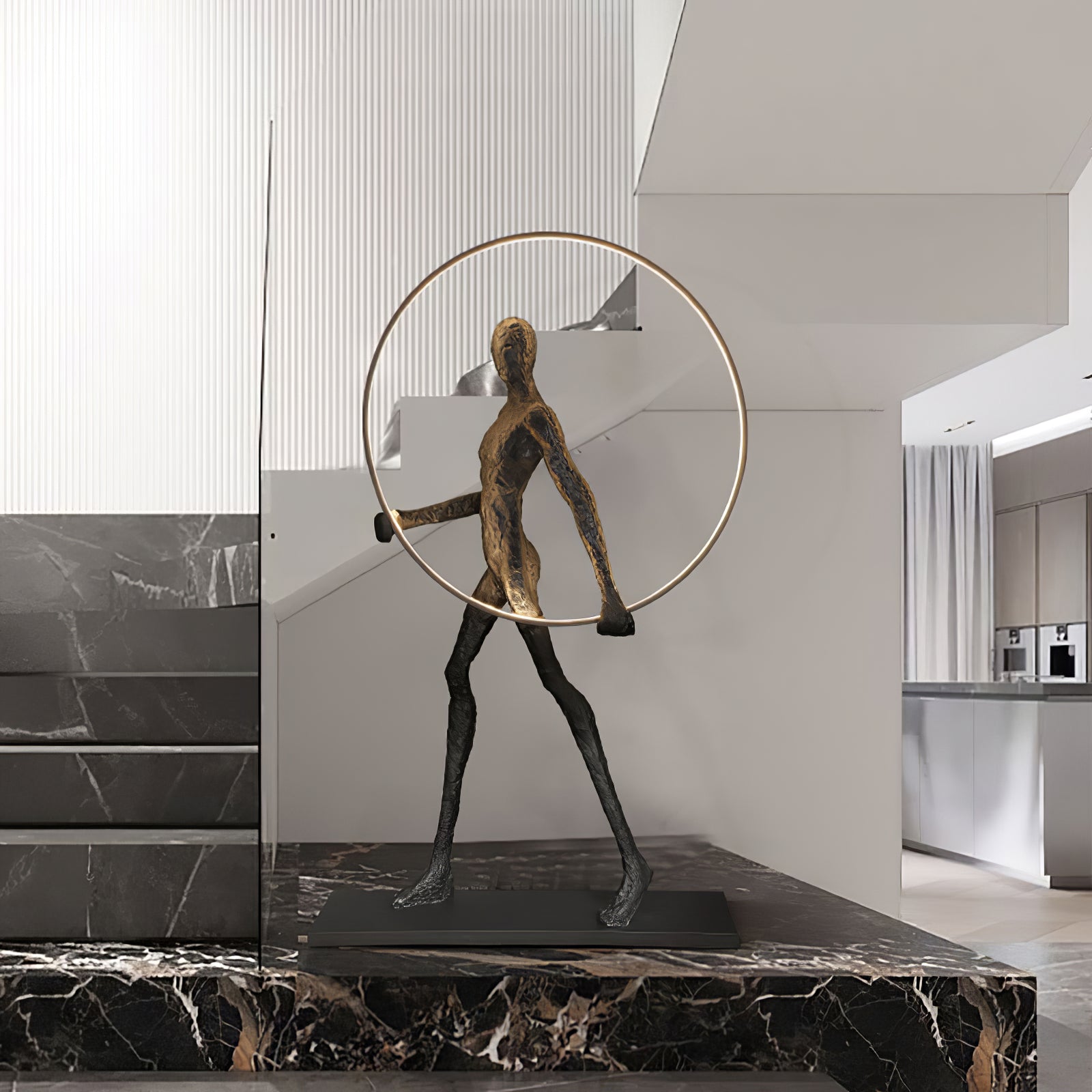 Modern Aeon Sculpture Floor Lamp - Elegant LED Standing Light for Living Room, Bedroom & Office - Dimmable Tall Light Fixture for Home Decor & Ambient Lighting