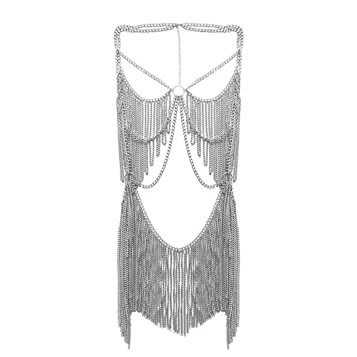 Silvery Color-Personality Hanging Needle Connected Body Chain-8