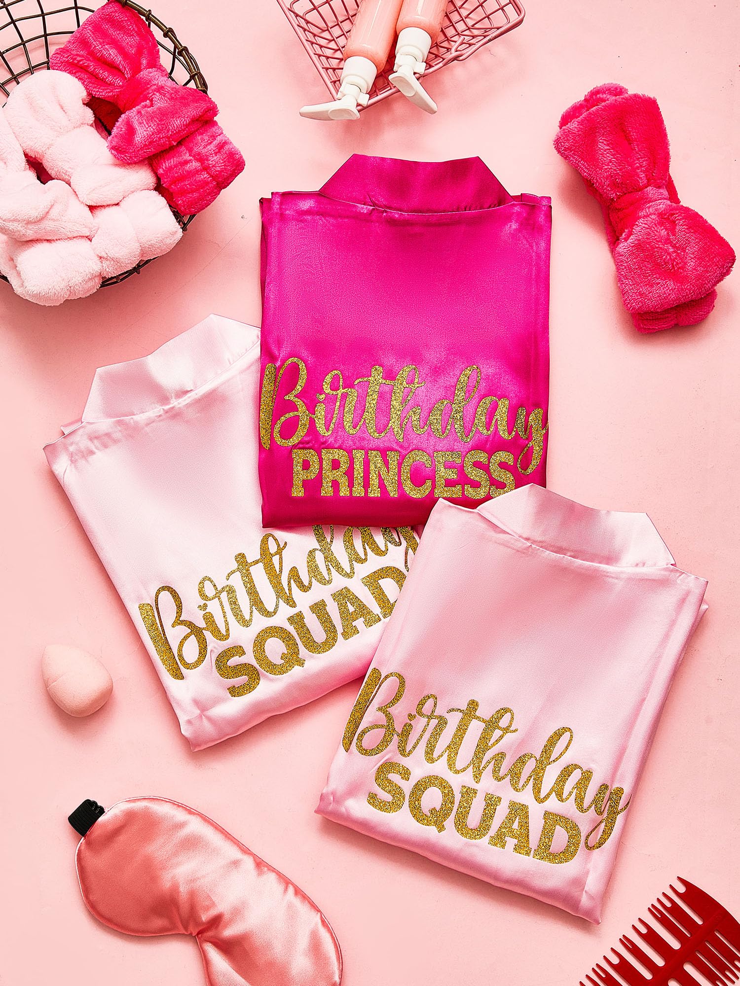 Bokon 40-Piece Girls Spa Party Kit - 10 Princess Robes, 10 Tote Bags, 10 Headbands & 10 Spa Masks for Birthday Celebrations & Sleepover Parties