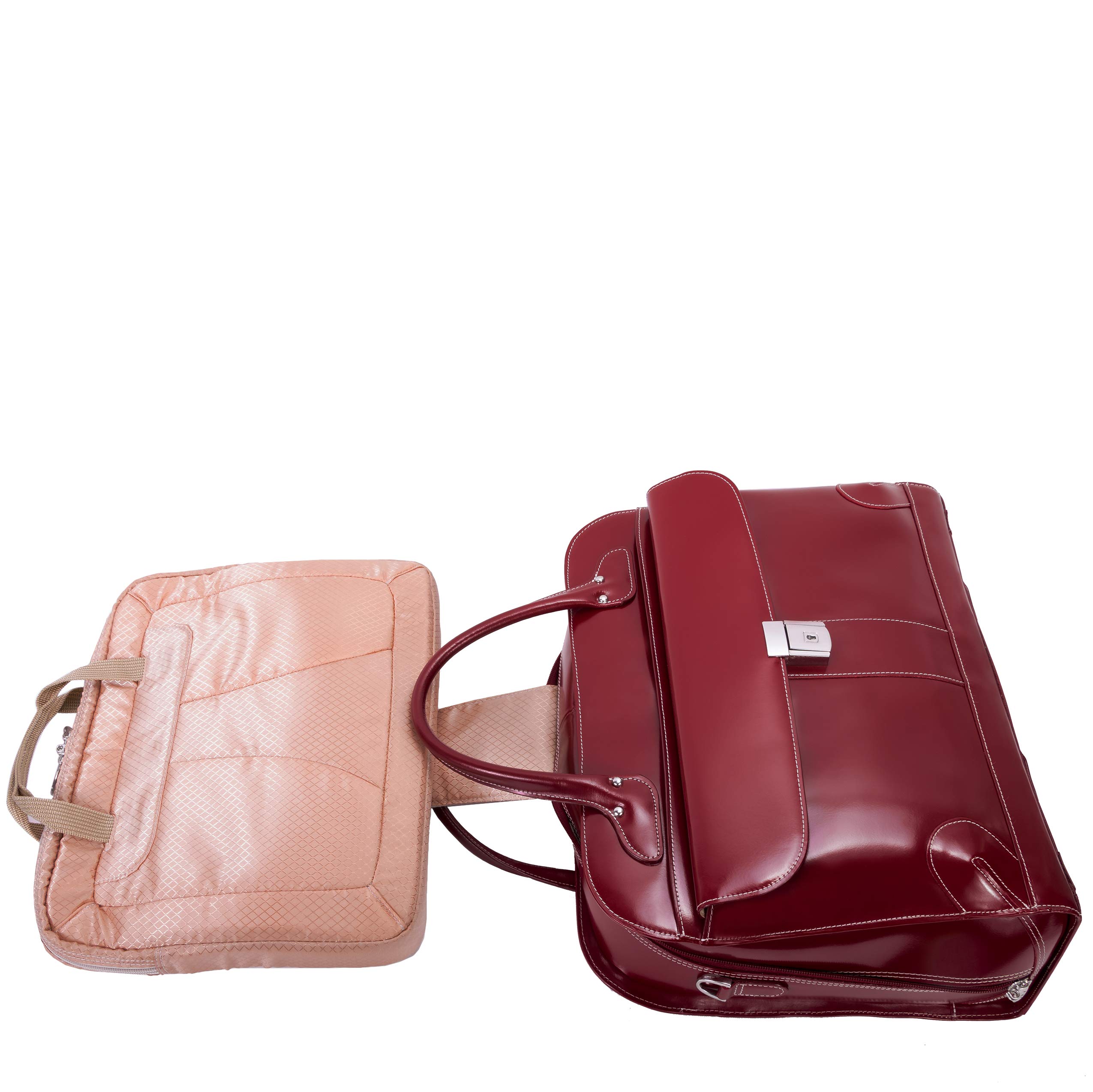 McKlein 96616 Red Leather Laptop Rolling Briefcase - Professional Business Travel Carry-On with Wheels for Men & Women | Perfect for Office Commute, Business Trips & Air Travel