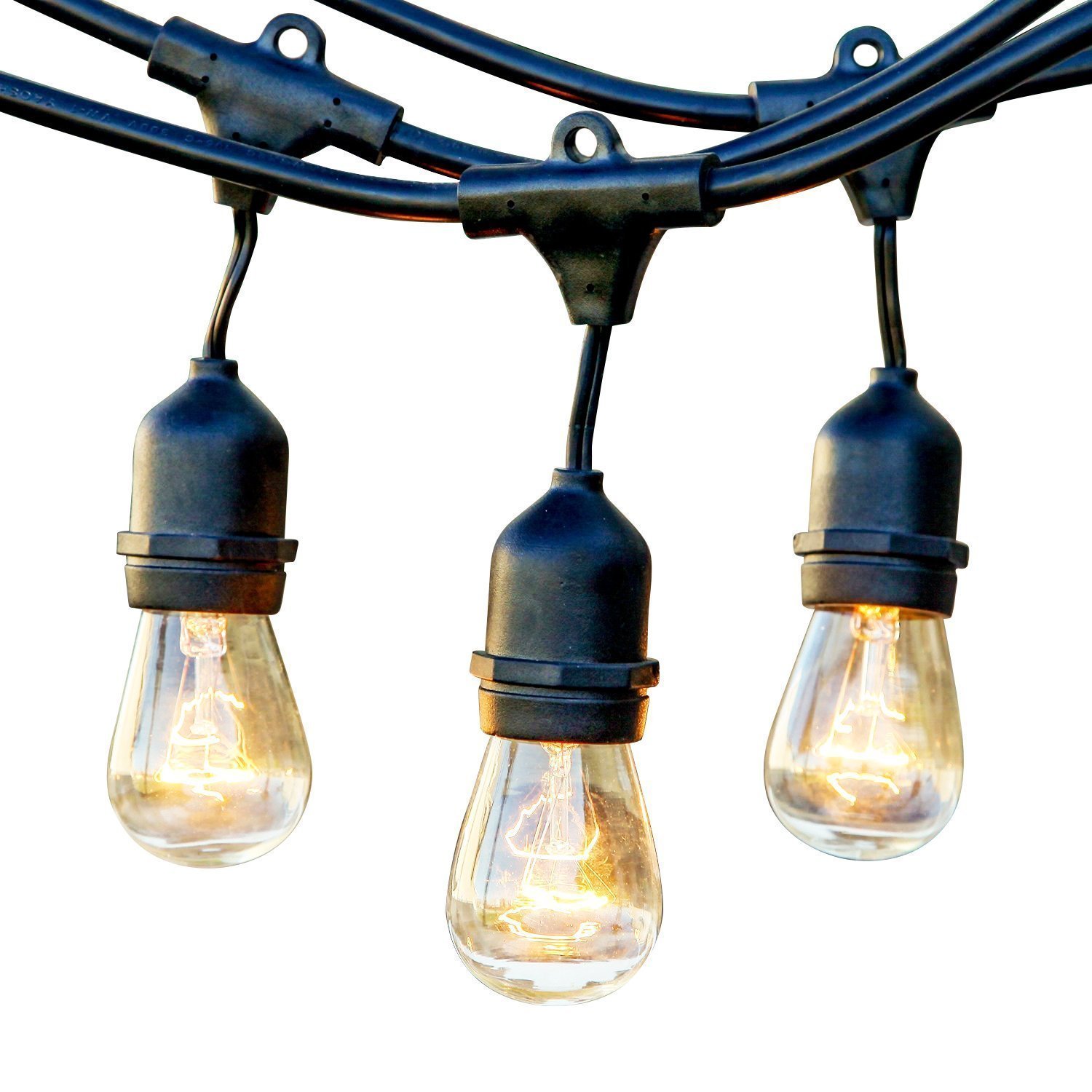 Newhouse Lighting Outdoor String Lights - 25ft Heavy Duty Weatherproof Hanging Lights with 10 Incandescent Bulbs & 2 Free Replacements | Perfect for Patio, Garden, Backyard, and Wedding Decor